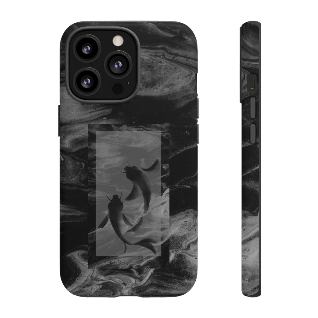 Koi Yin-Yang Marble Phone Case – Black Smoky Art Protection