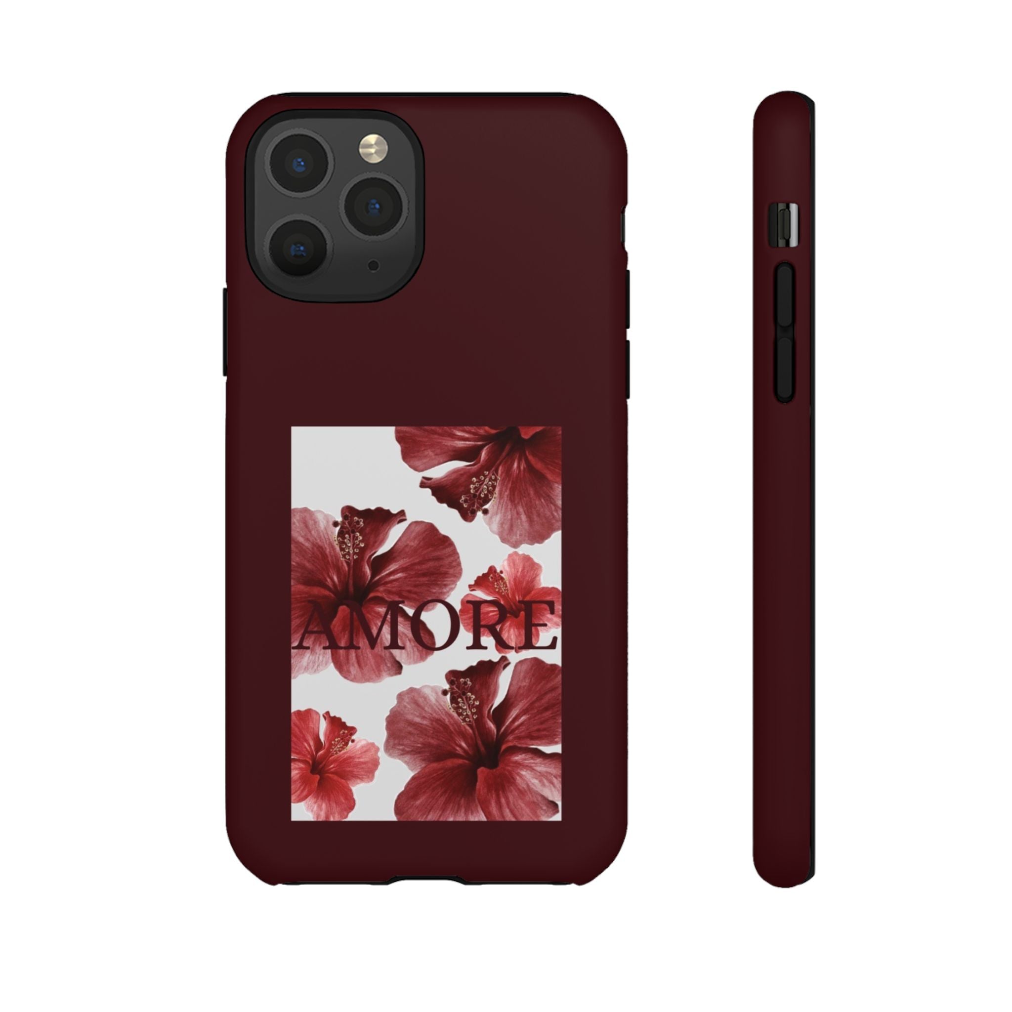 Amore Floral Phone Case — Burgundy Tough Protective Cover