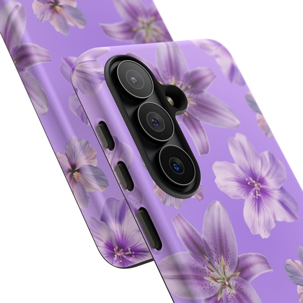 Floral Lavender Tough Phone Case – Purple Blossom Protective Cover