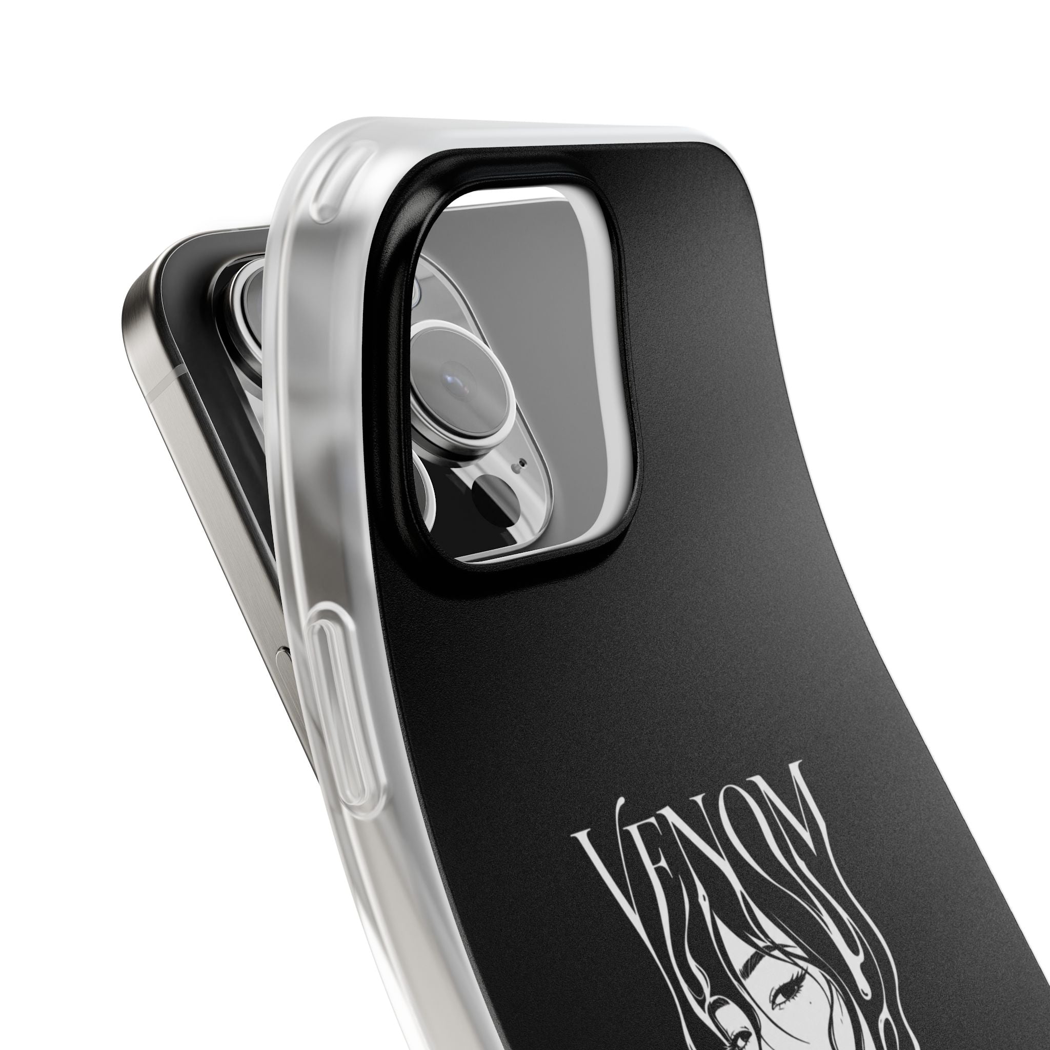 Venom Goth Phone Case — Black Protective Flexible Phone Case with Dark Femme Artwork