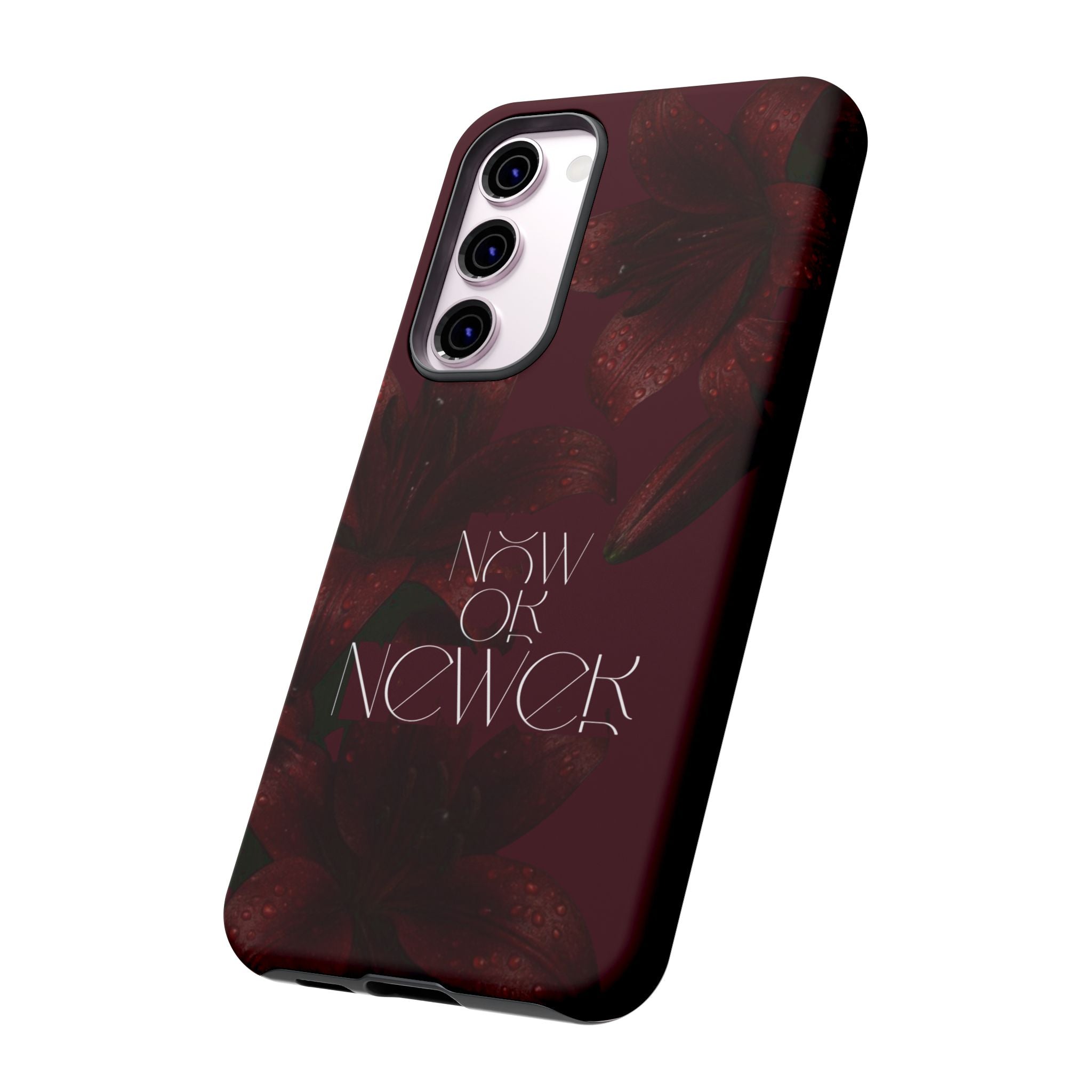 Tough Cases – Burgundy Floral “Now or Never” Protective Phone Case