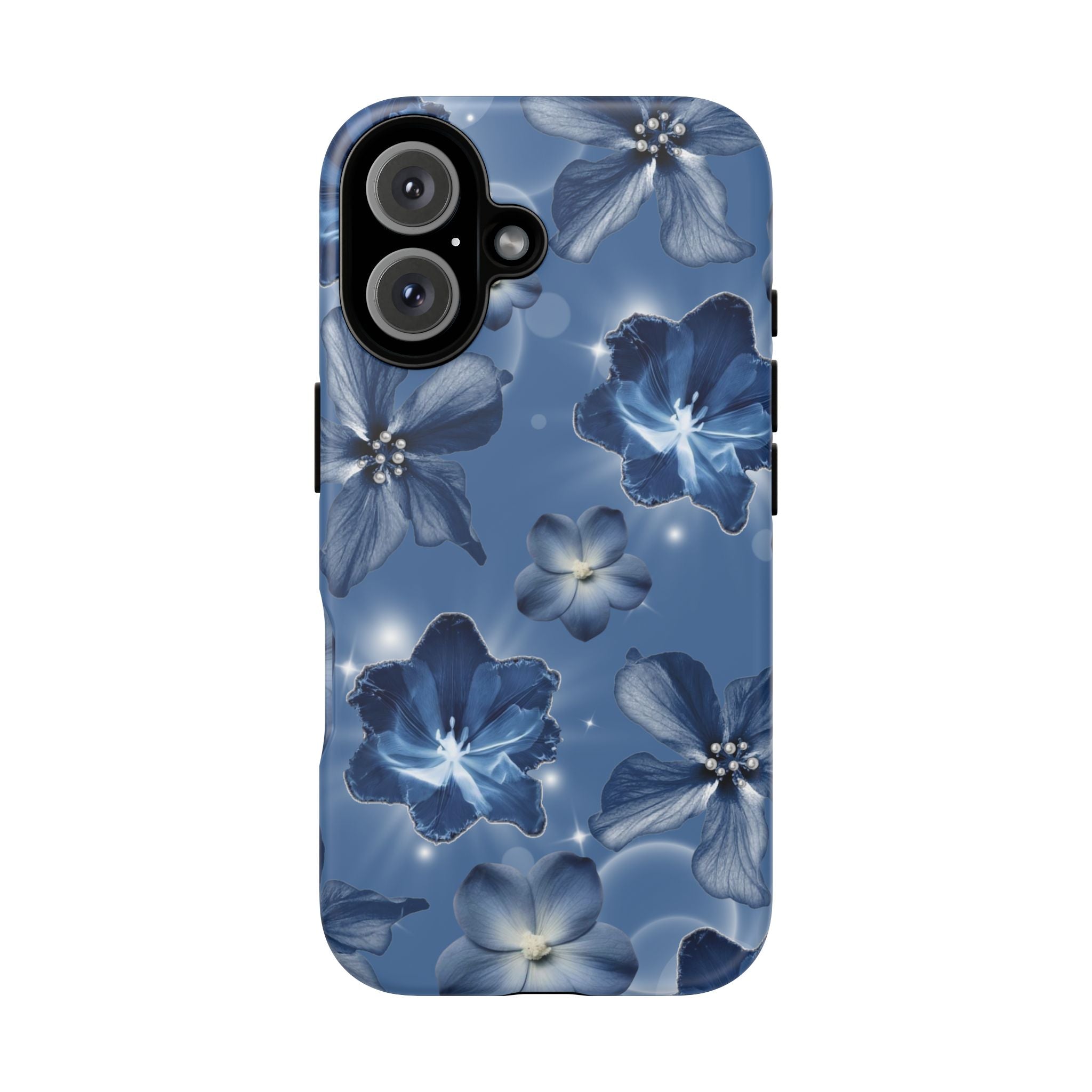 Blue Floral Tough Phone Case — Protective Blossom Design