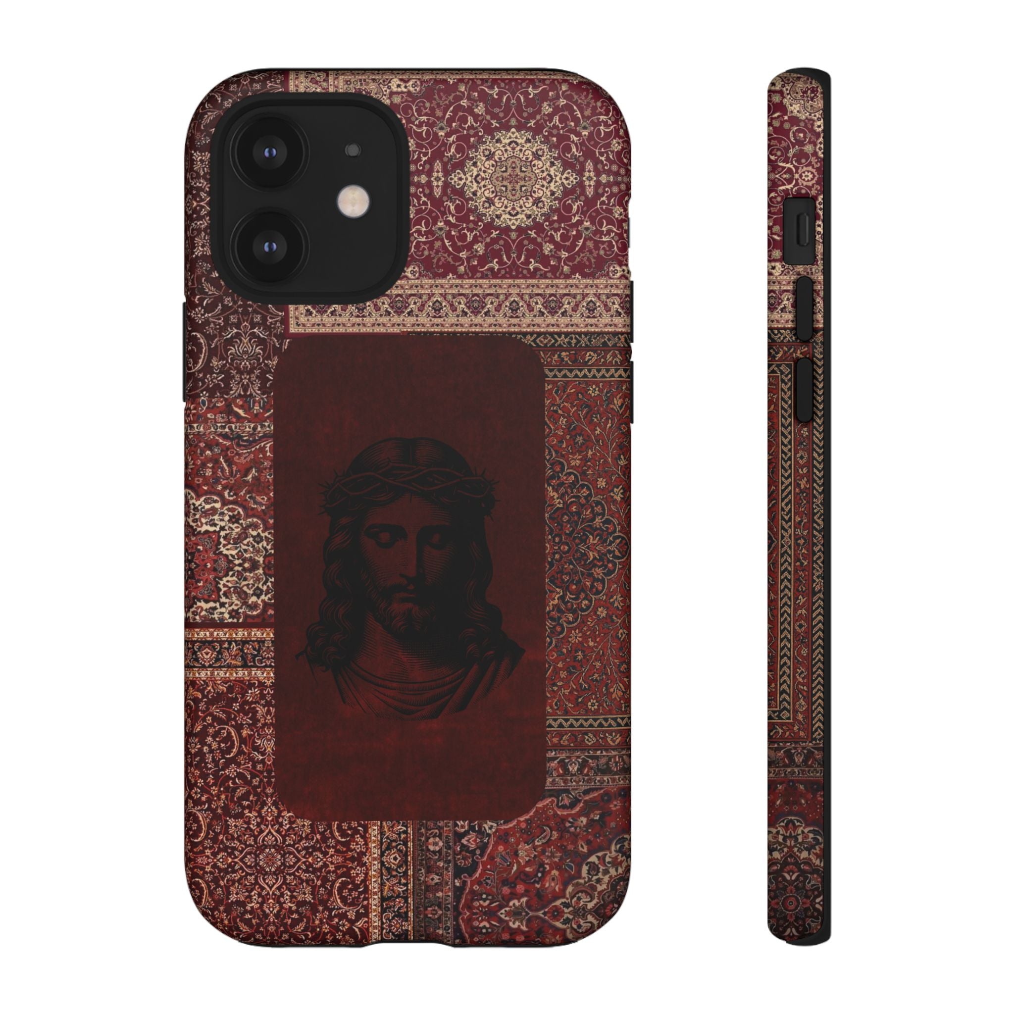 Religious Vintage Rug Phone Case — Jesus Portrait Tough Case