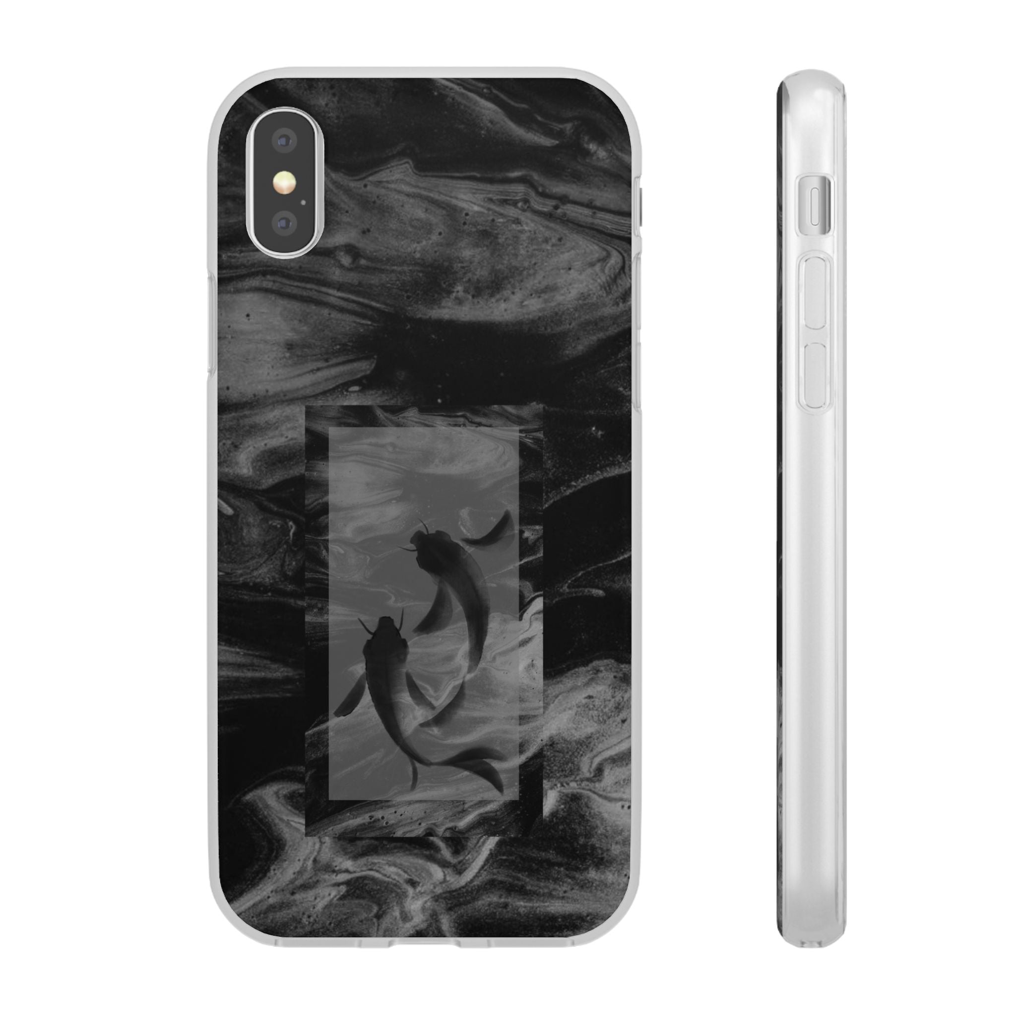Black Koi Phone Case — Minimalist Monochrome Fish Design