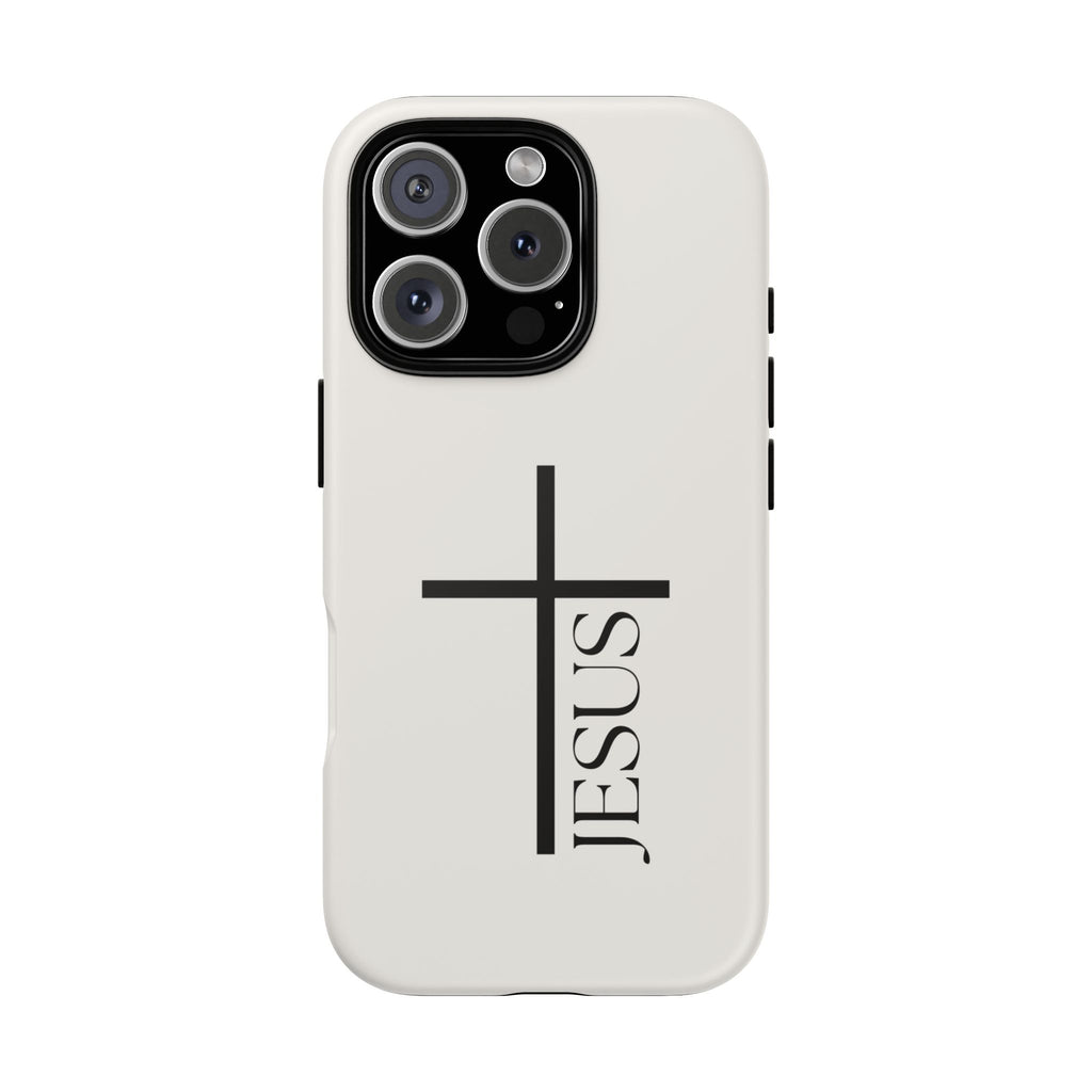 Christian Cross Phone Case - JESUS Vertical Minimalist iPhone Cover