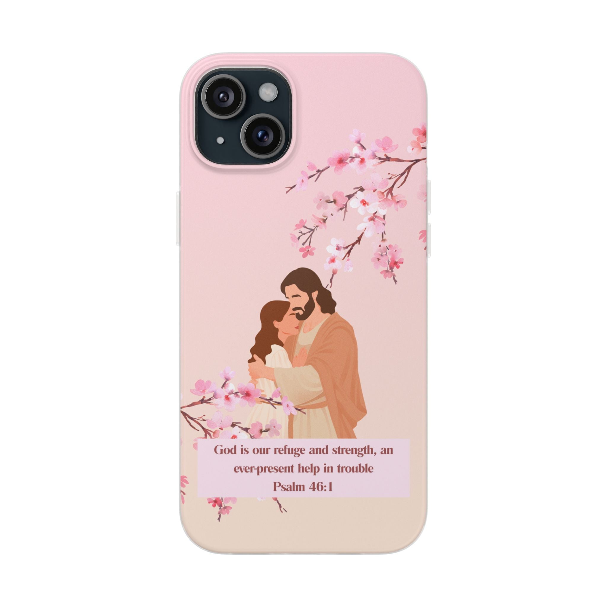 God Is Our Refuge – Psalm 46:1 Cherry Blossom Christian Flexi Phone Case