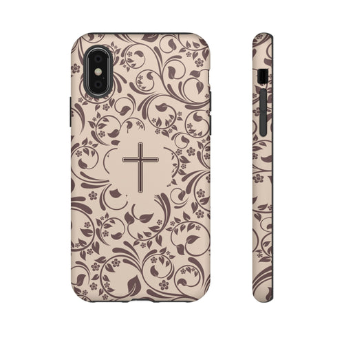 Christian Cross Floral Phone Case — Elegant Religious Protective Cover