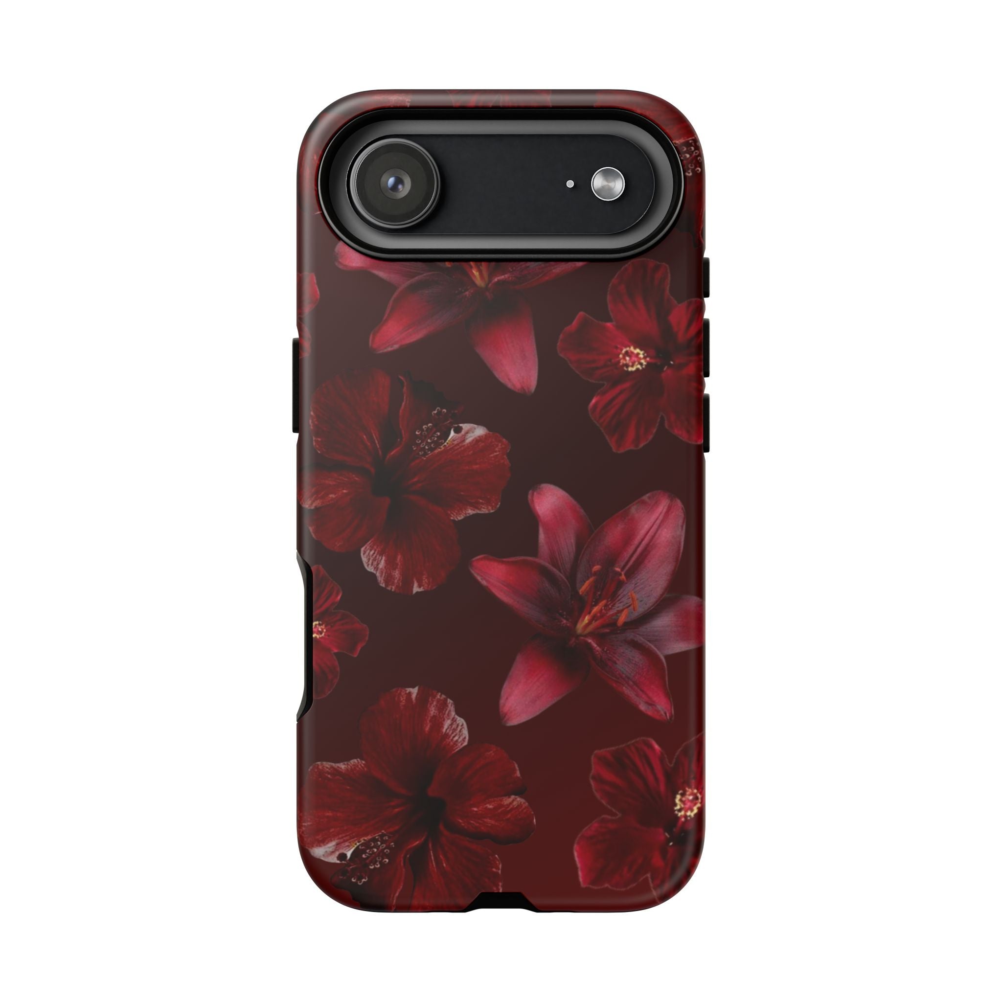 Tough Cases - Dark Red Floral Phone Case