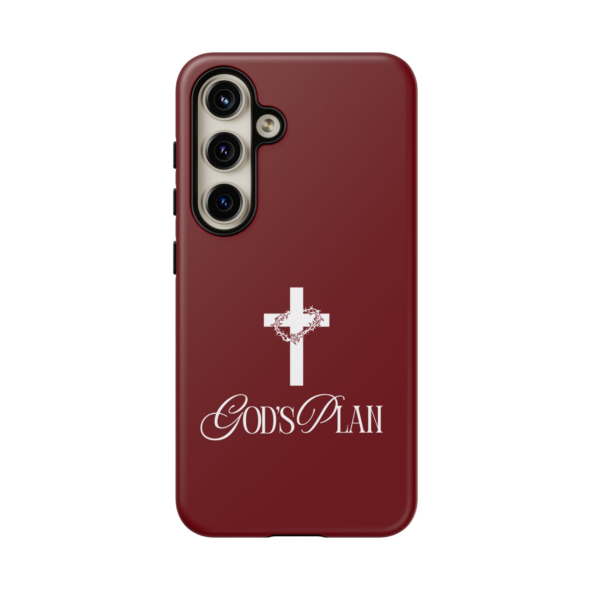 God's Plan — Christian Tough Phone Case | Cross Faith Burgundy Cover