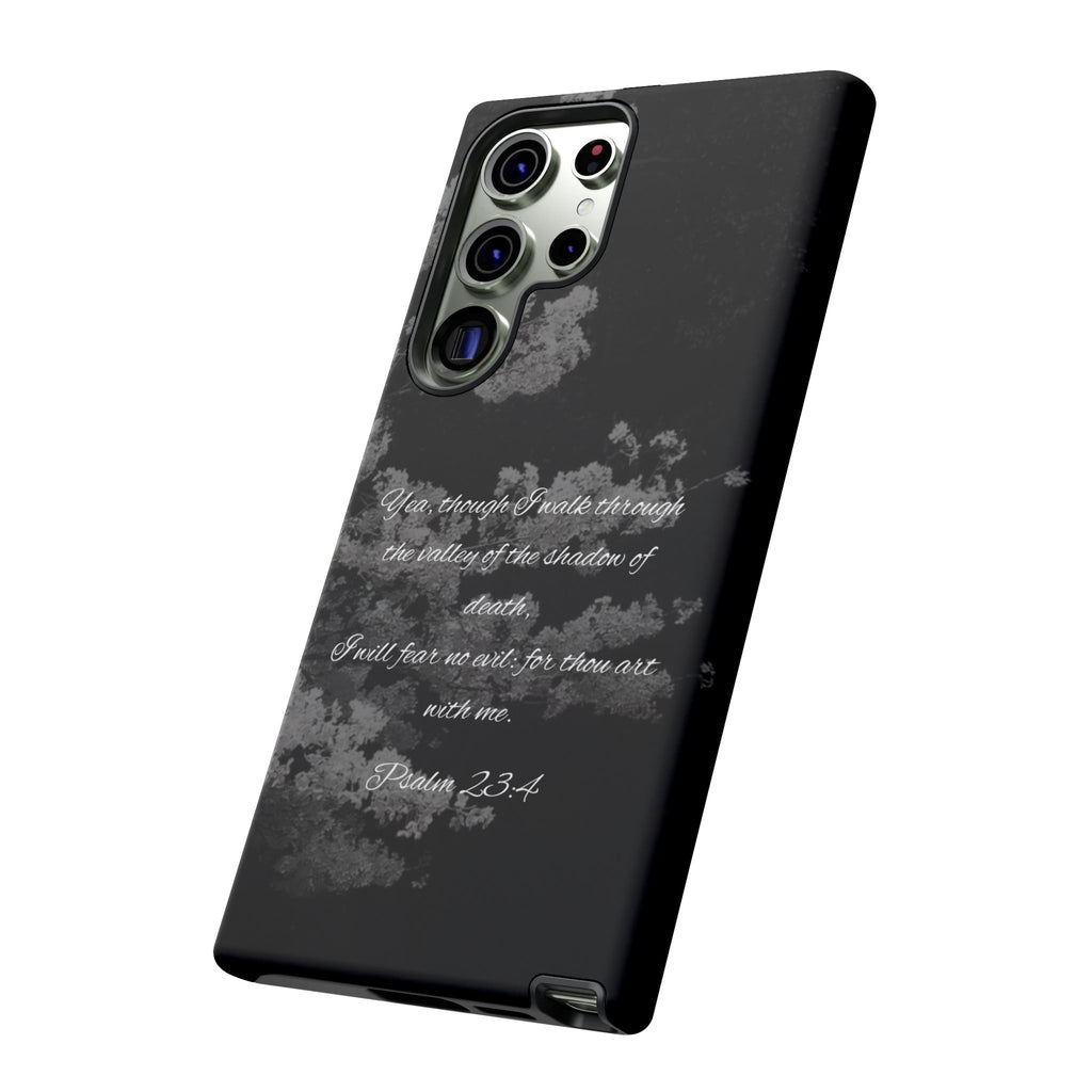 Bible Verse Phone Case — Psalm 23:4 Comfort Black Protective Cover