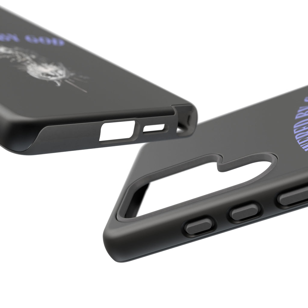Phone Case — "Powered by God" Black Protective Case with Angelic Skull Design