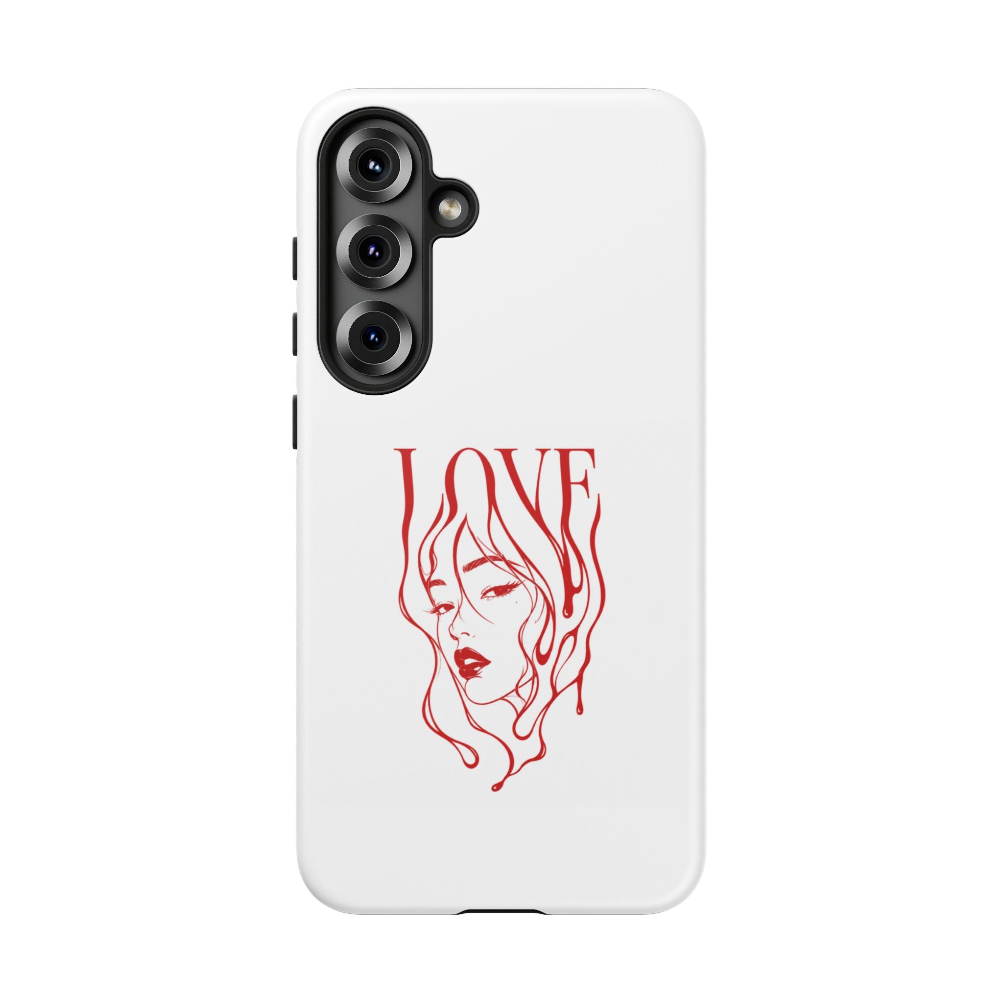 Red Line Art 'Love' Face Design - Tough Case