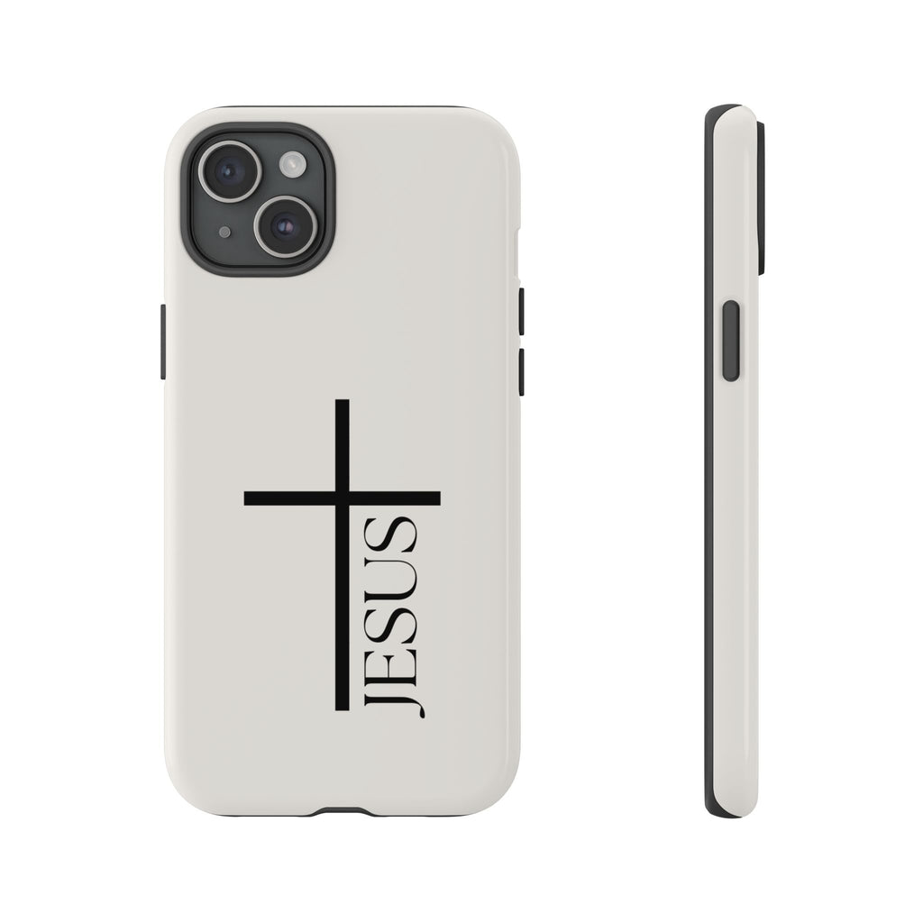 Christian Cross Phone Case - JESUS Vertical Minimalist iPhone Cover