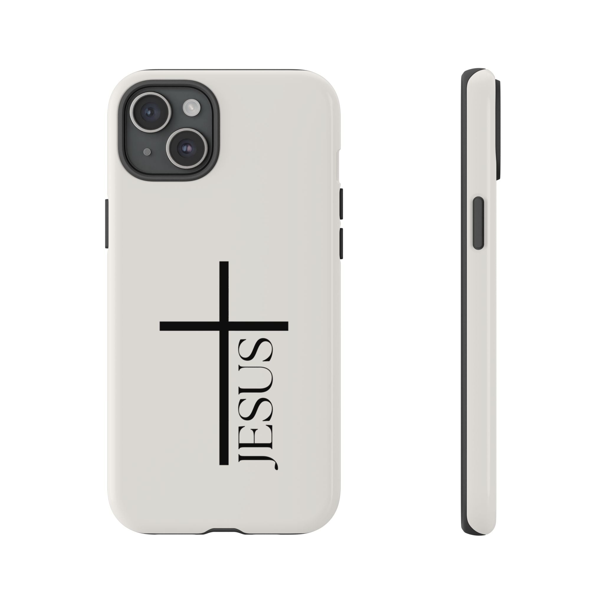 Christian Cross Phone Case - JESUS Vertical Minimalist iPhone Cover
