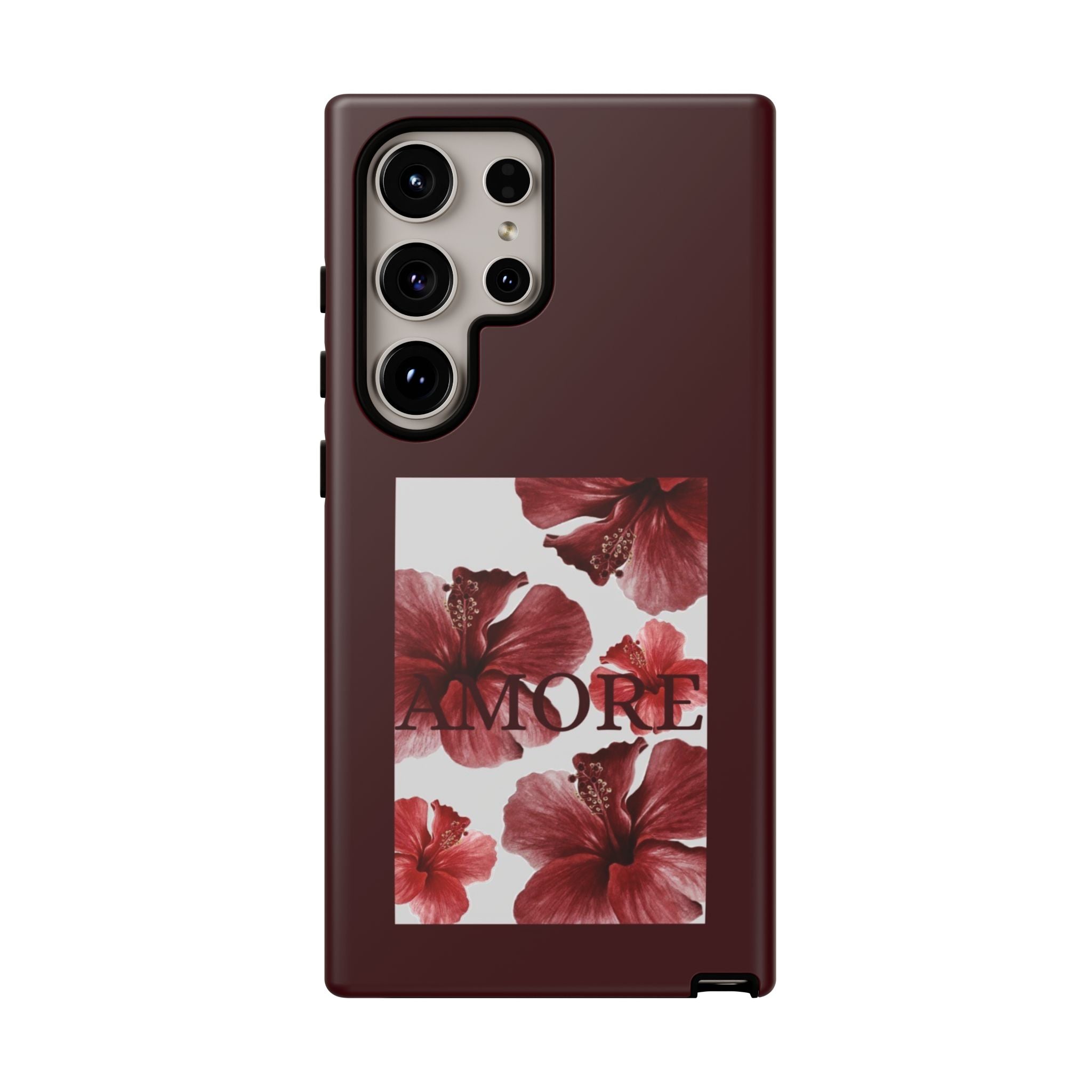 Amore Floral Phone Case — Burgundy Tough Protective Cover
