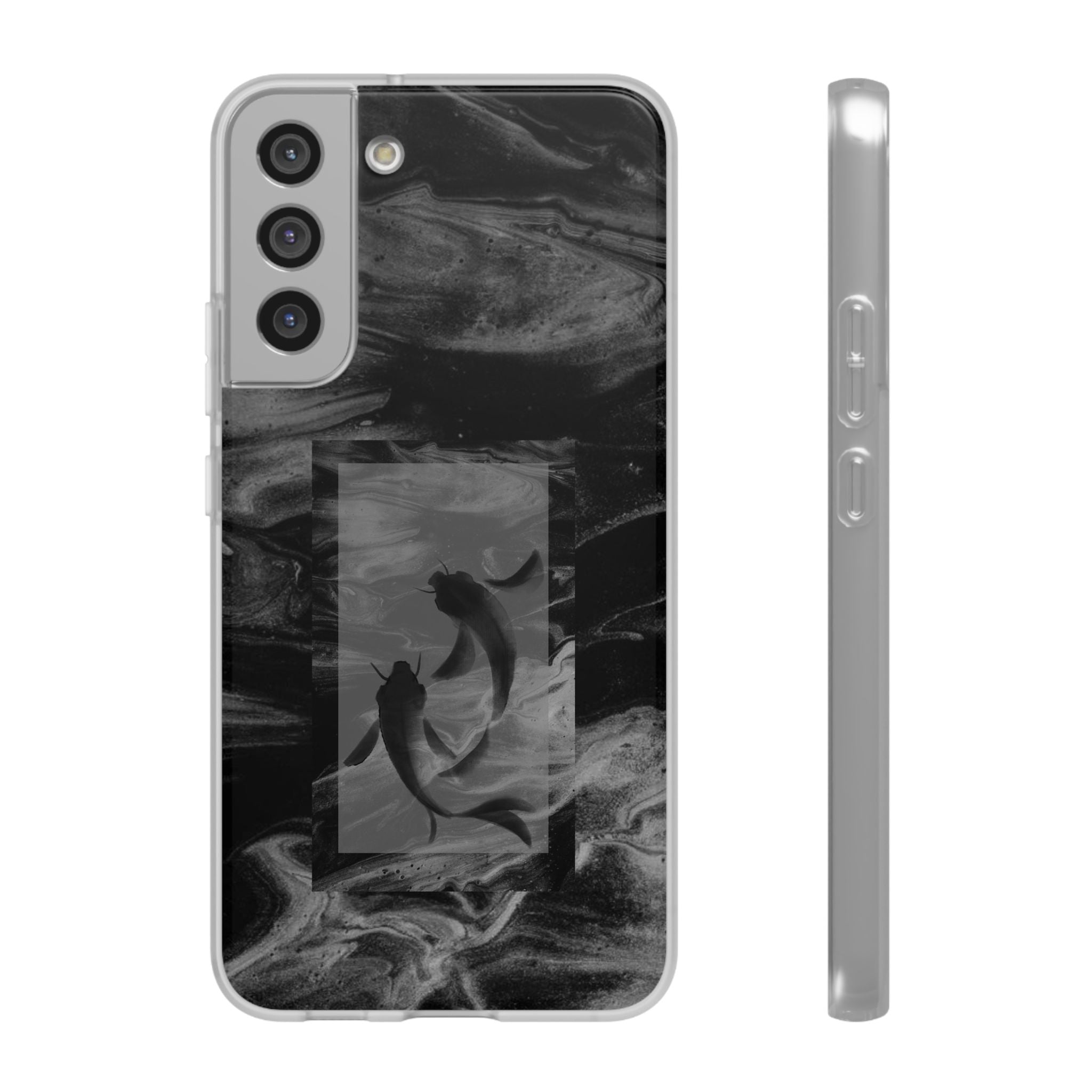 Black Koi Phone Case — Minimalist Monochrome Fish Design