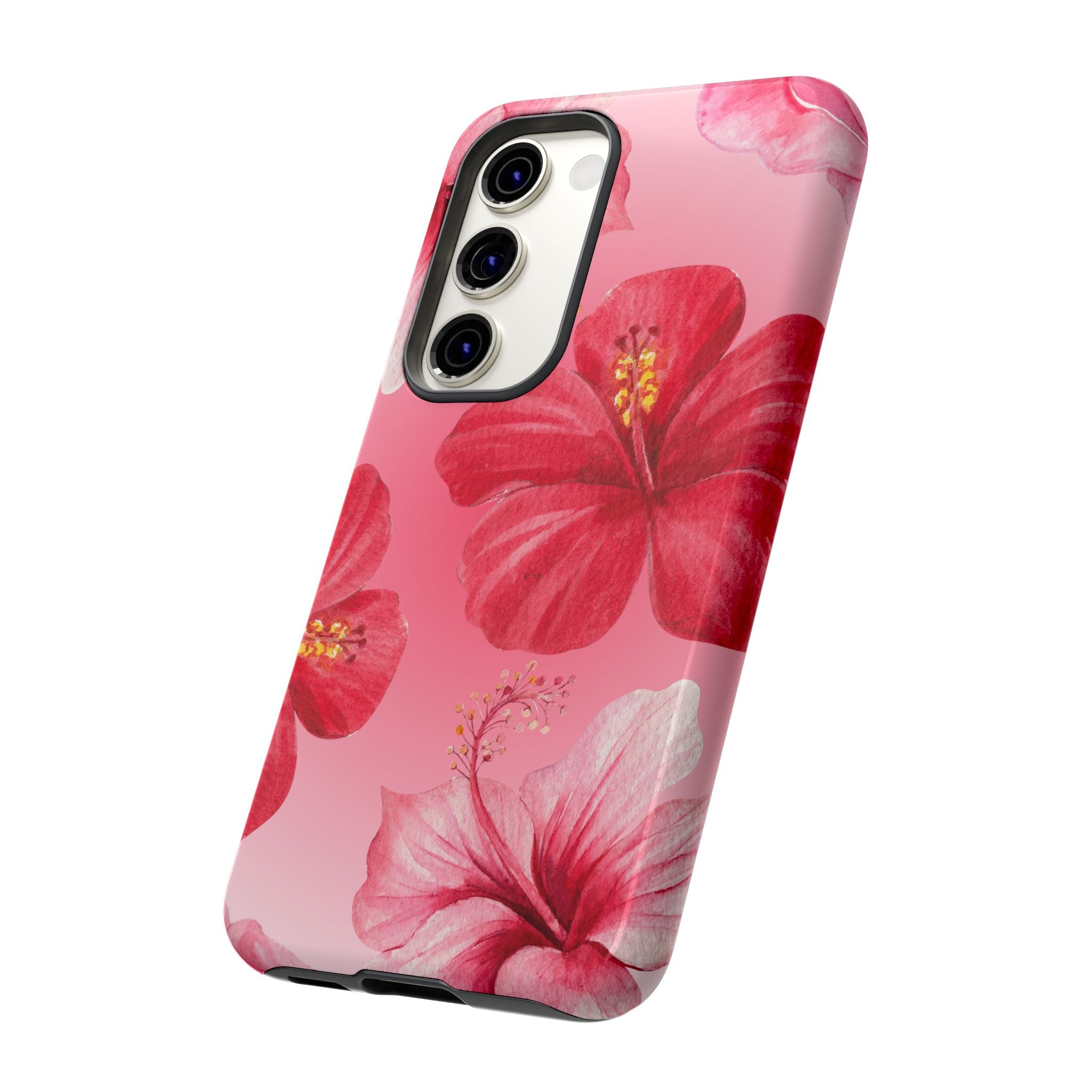 Hibiscus Pink Tough Phone Case — Floral Tropical Protective Cover