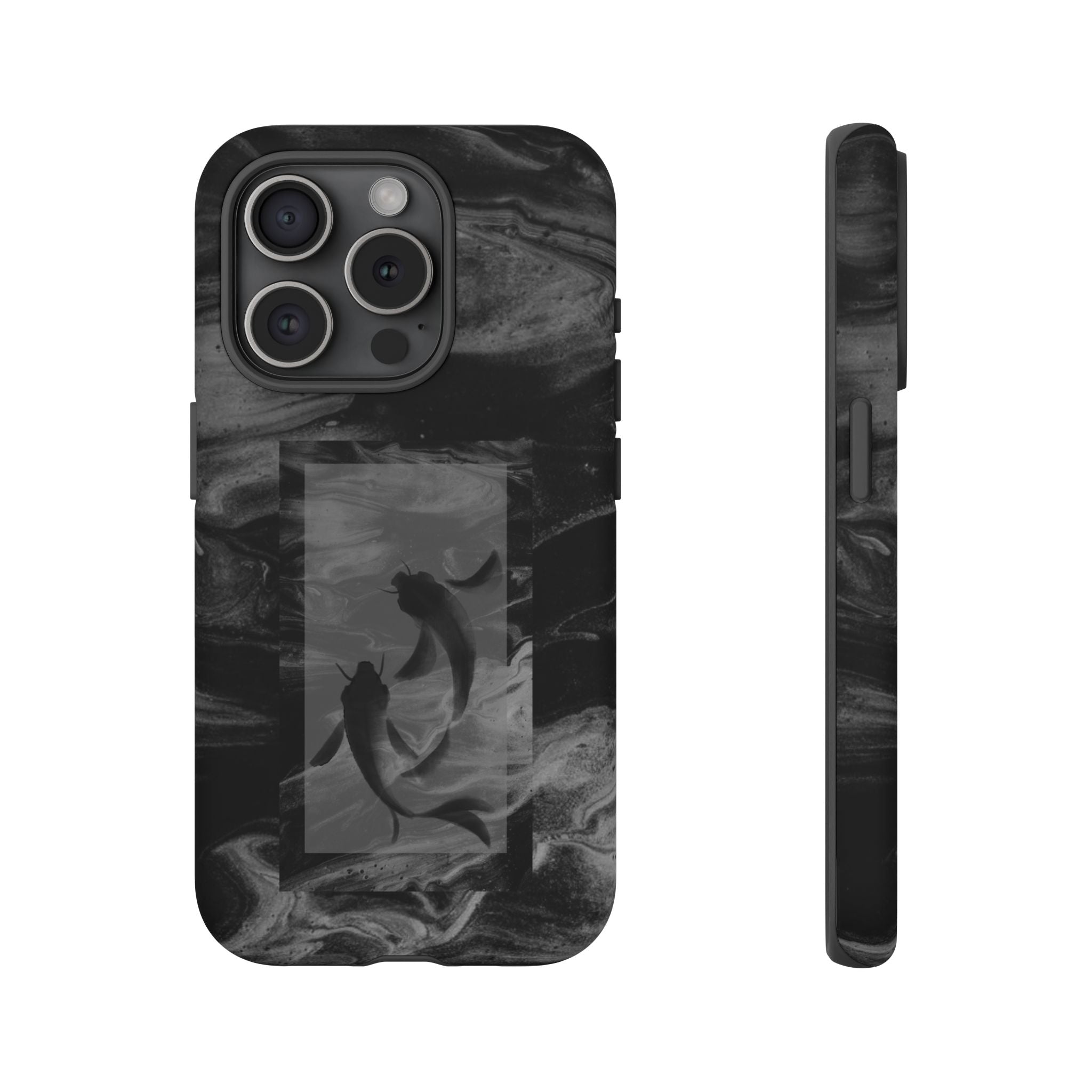 Koi Yin-Yang Marble Phone Case – Black Smoky Art Protection