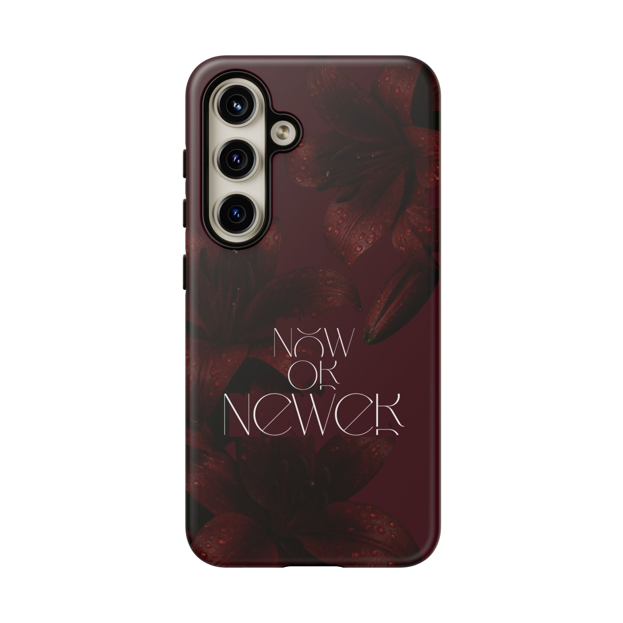Tough Cases – Burgundy Floral “Now or Never” Protective Phone Case