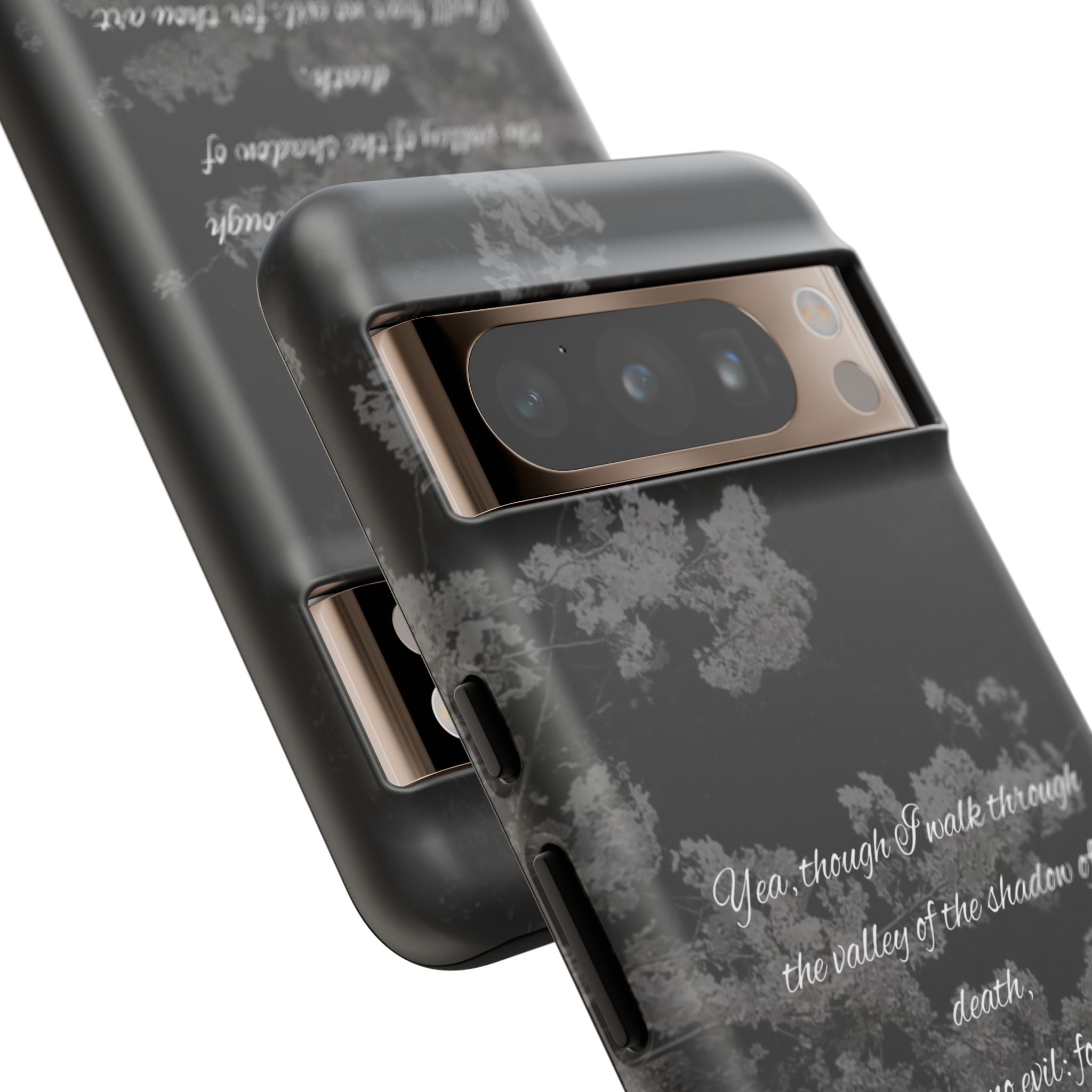 Bible Verse Phone Case — Psalm 23:4 Comfort Black Protective Cover