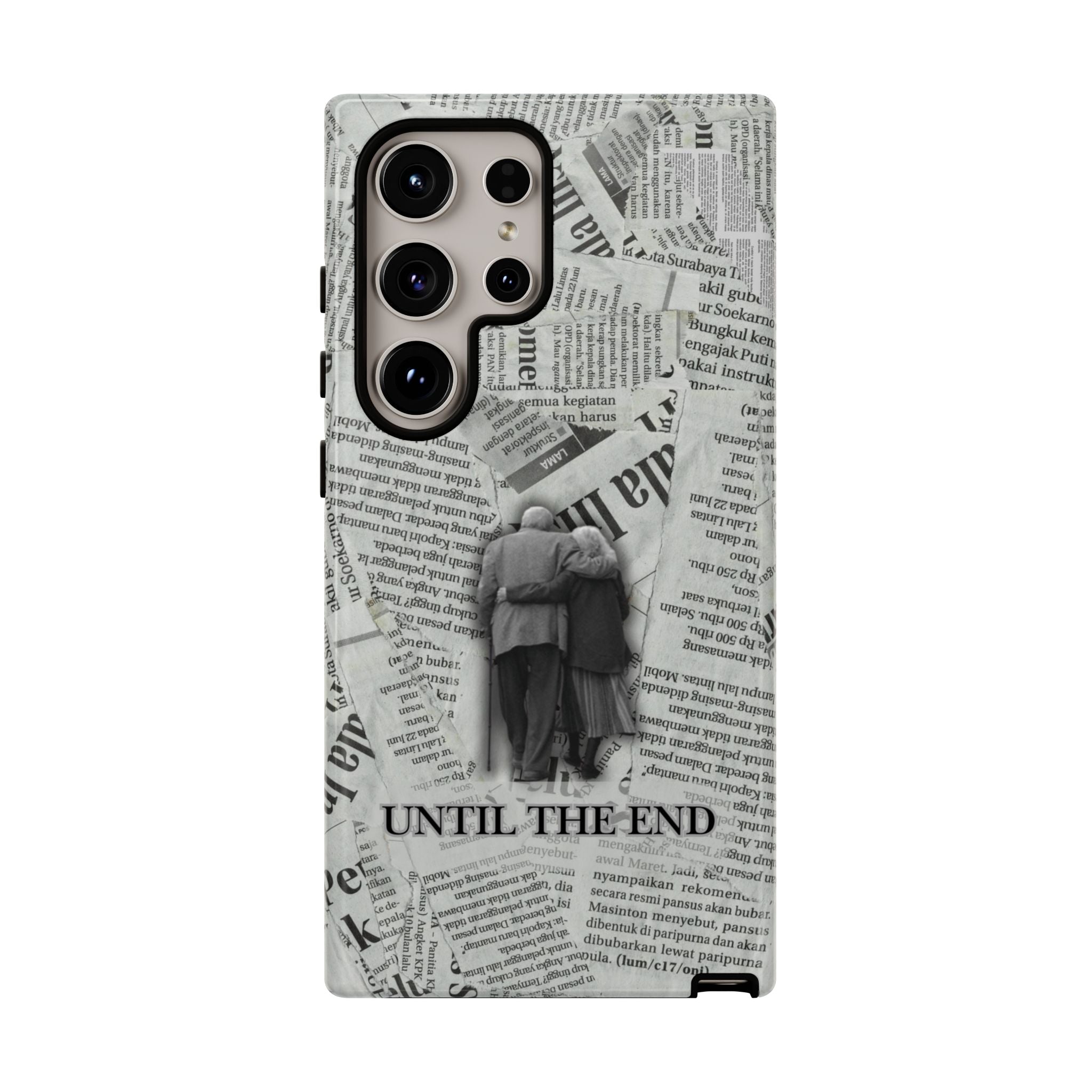 Until the End Newspaper Collage Phone Case
