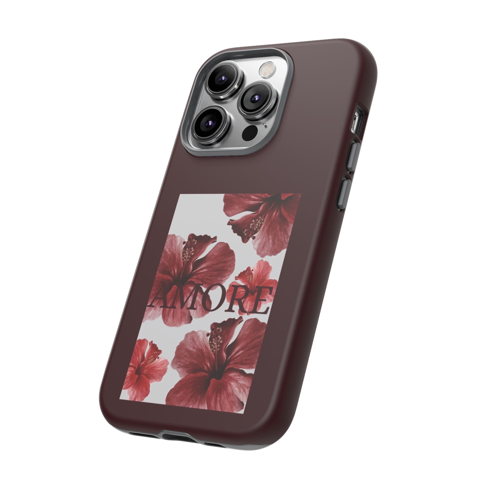 Amore Floral Phone Case — Burgundy Tough Protective Cover