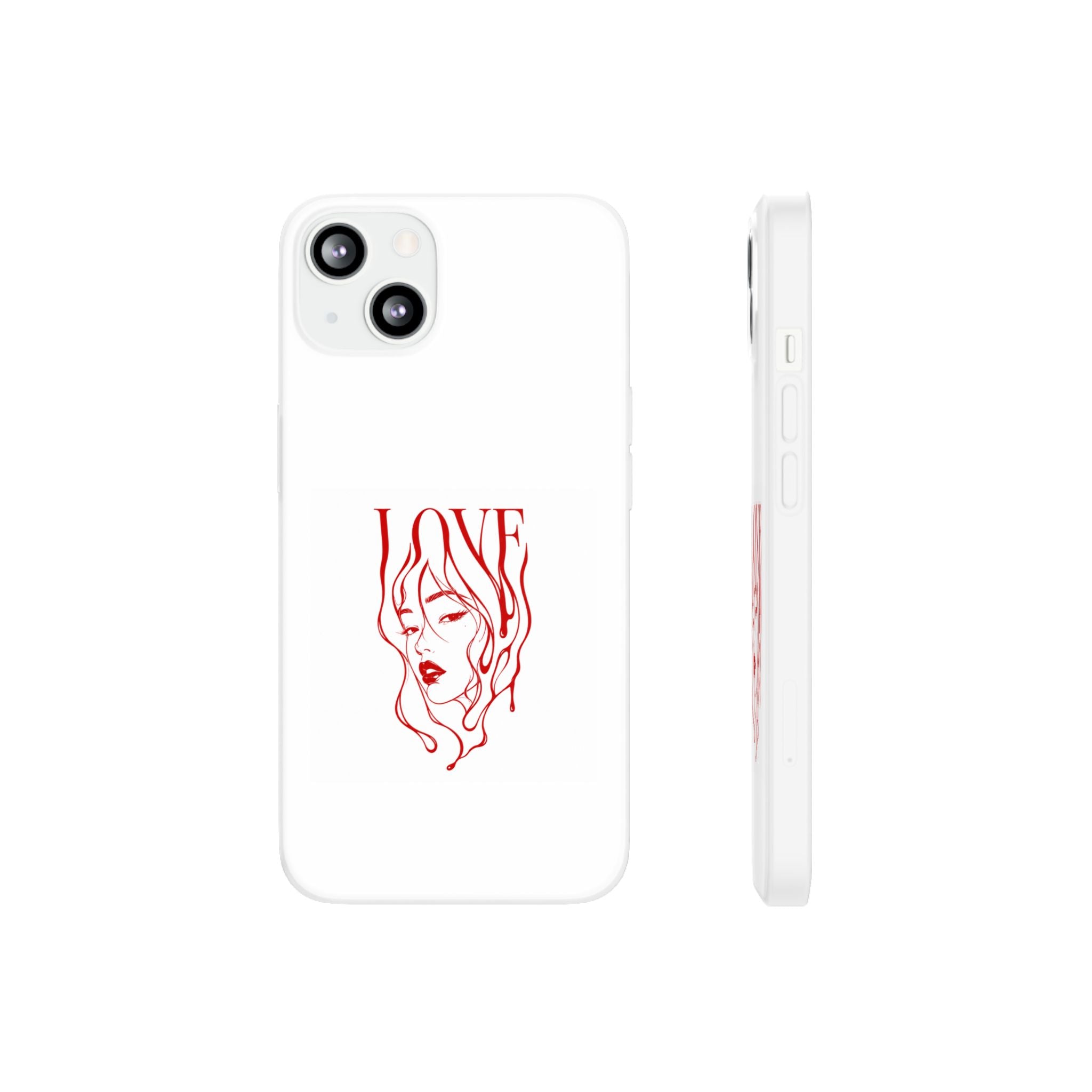 Red Line Art 'LOVE'  Face Design - Flexi Case