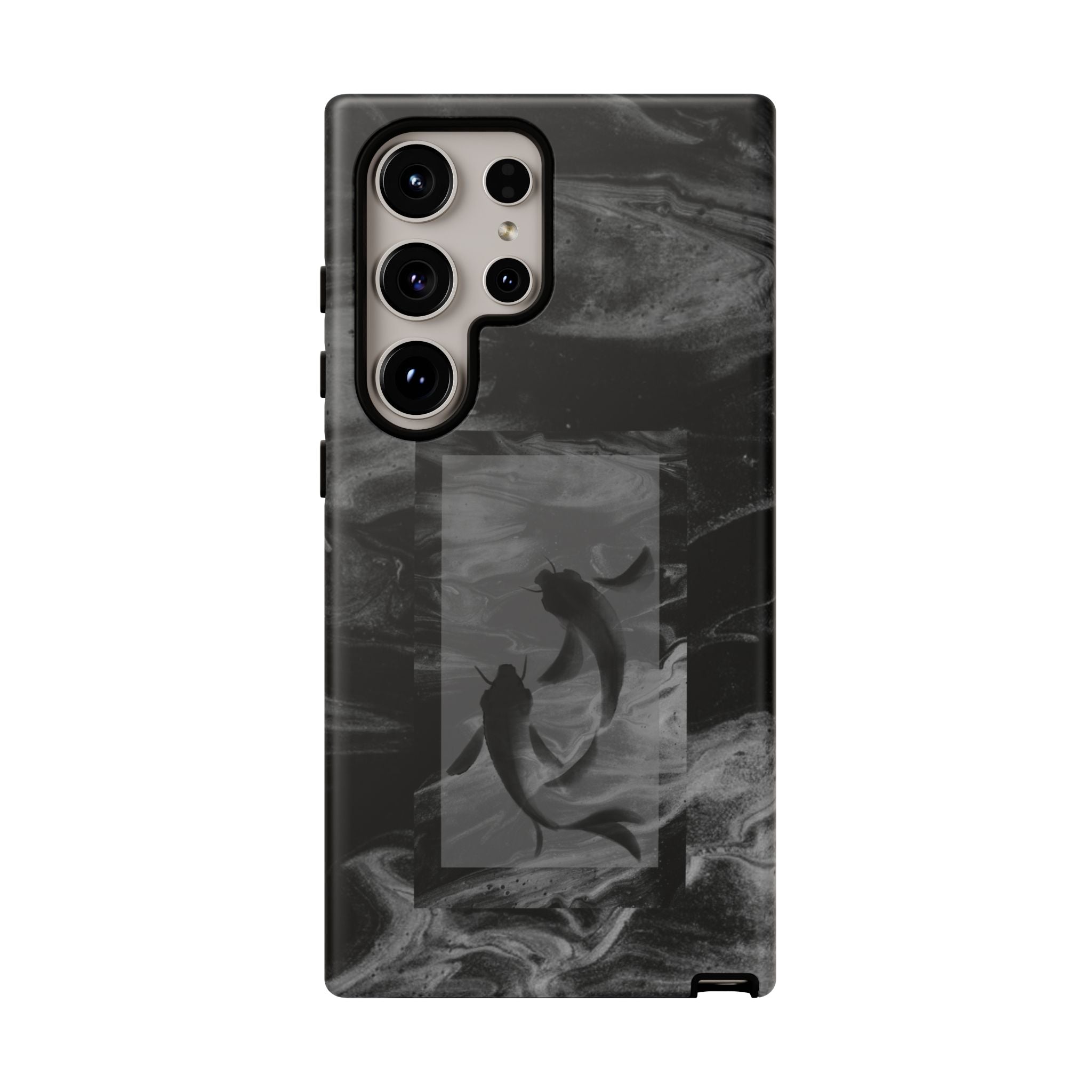 Koi Yin-Yang Marble Phone Case – Black Smoky Art Protection
