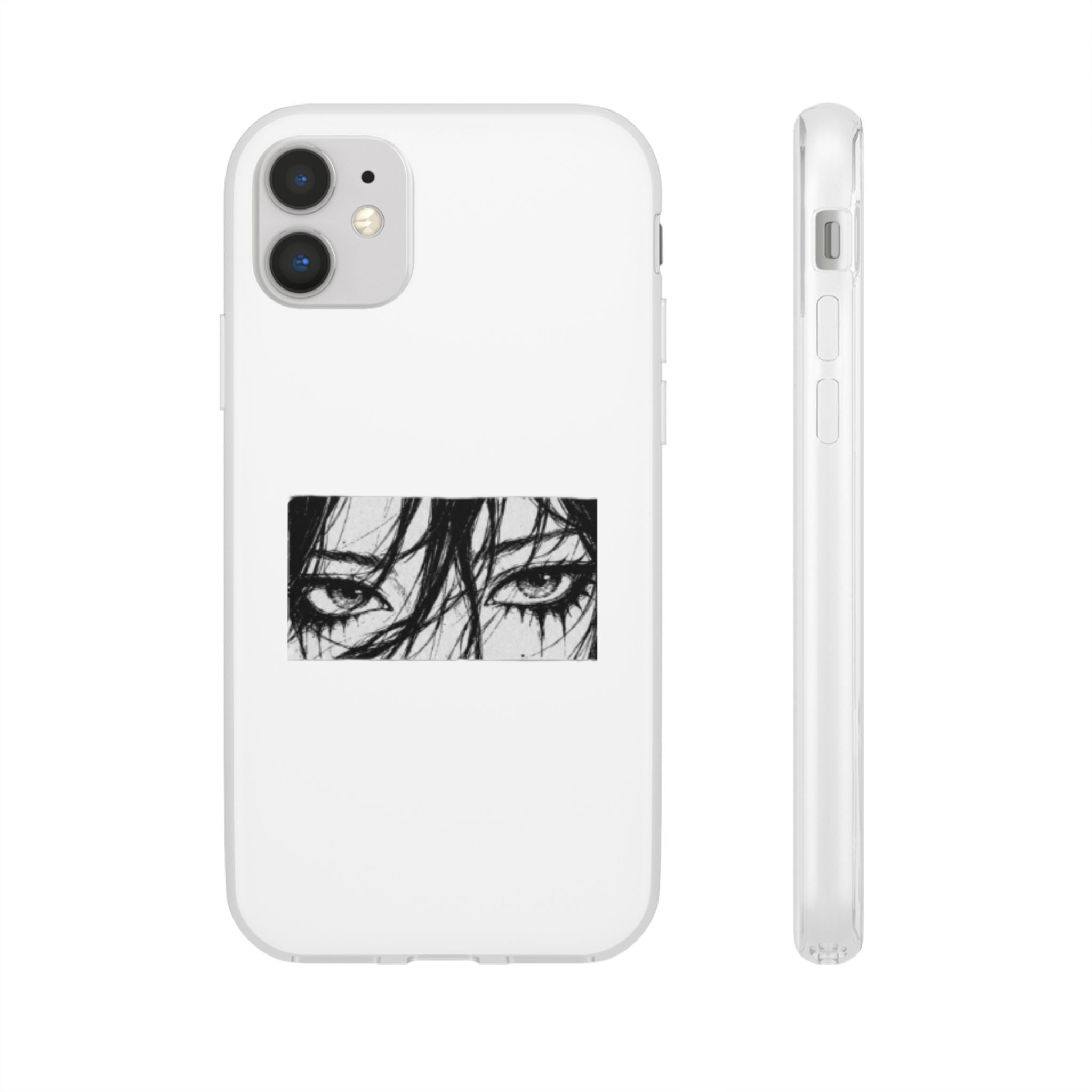 Anime Eyes Illustration Phone Case - Moody Black & White Flexi Case