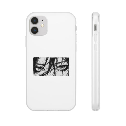 Anime Eyes Illustration Phone Case - Moody Black & White Flexi Case