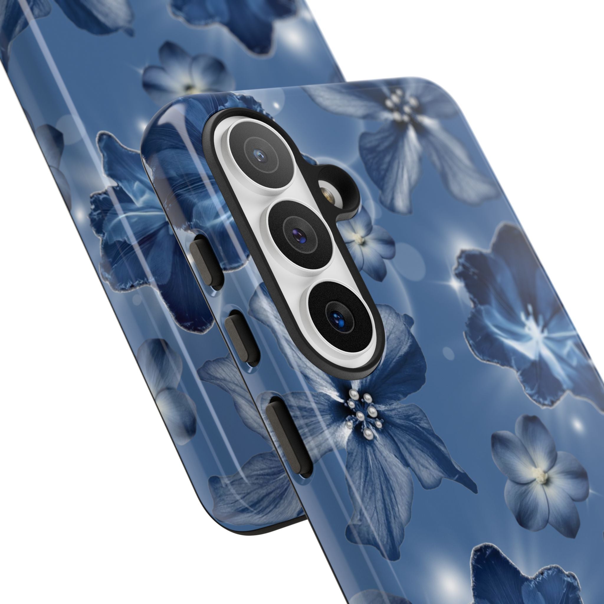 Blue Floral Tough Phone Case — Protective Blossom Design