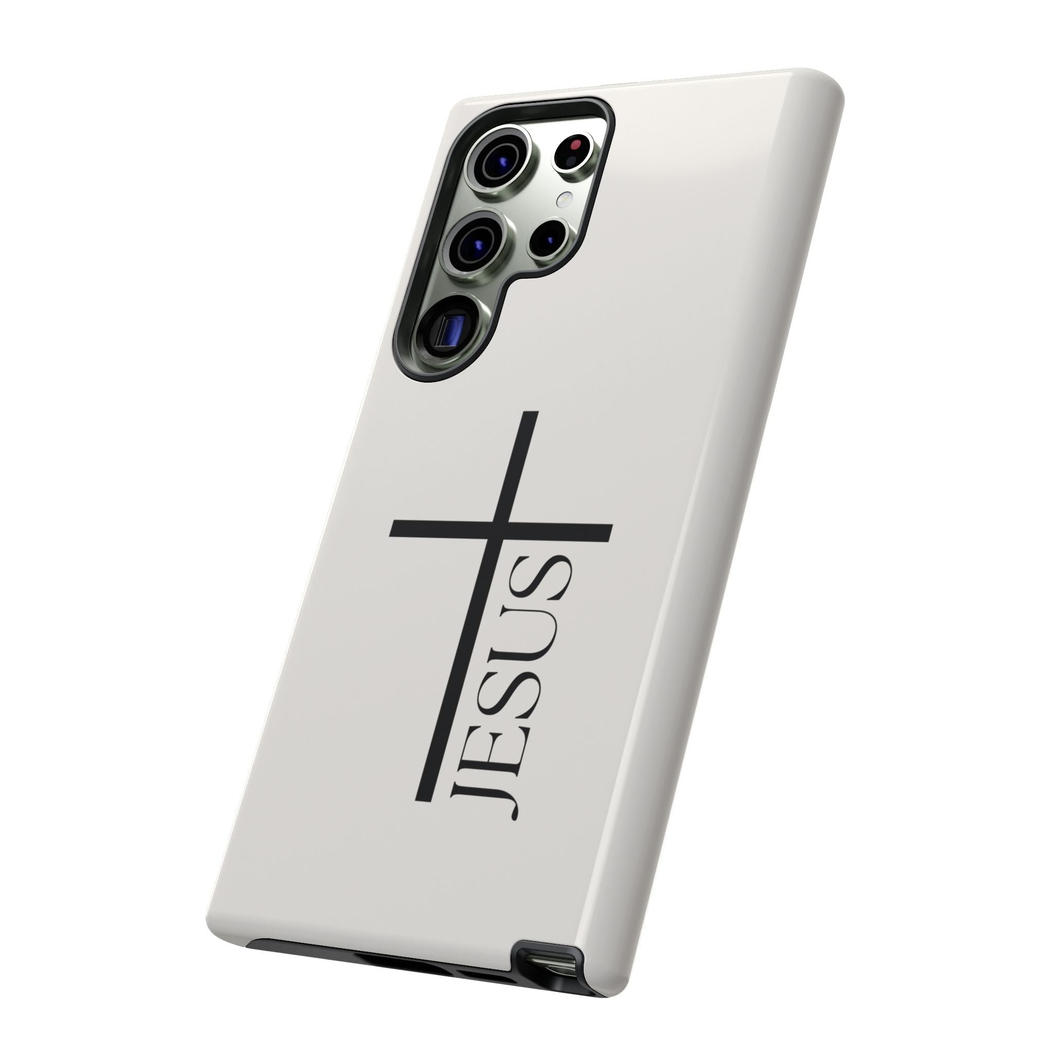 Christian Cross Phone Case - JESUS Vertical Minimalist iPhone Cover