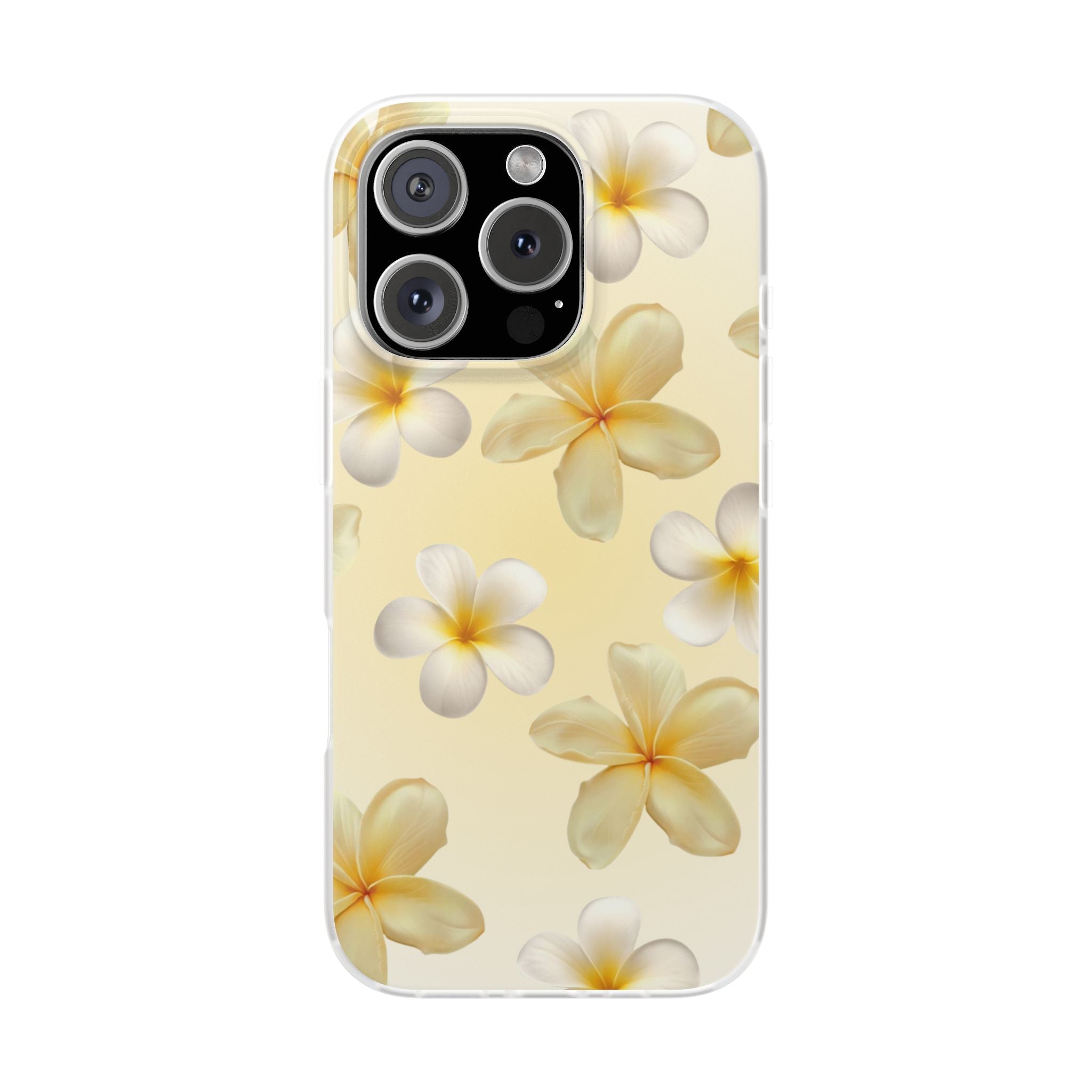 Plumeria Floral Flexi Phone Case — Tropical Yellow Flower Protective Cover