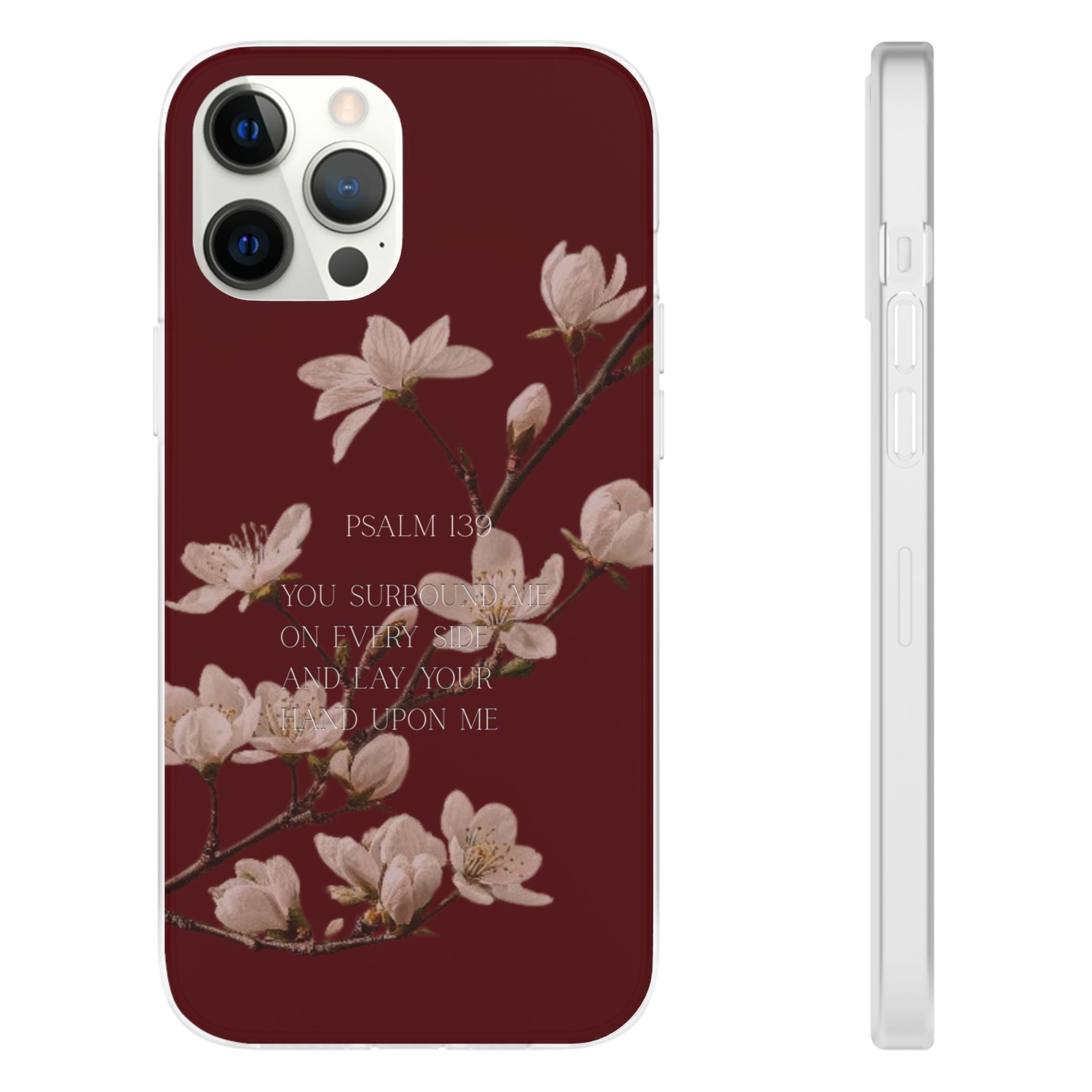 Floral Psalm Phone Case — Psalm 139 Scripture Cherry Blossom iPhone Cover