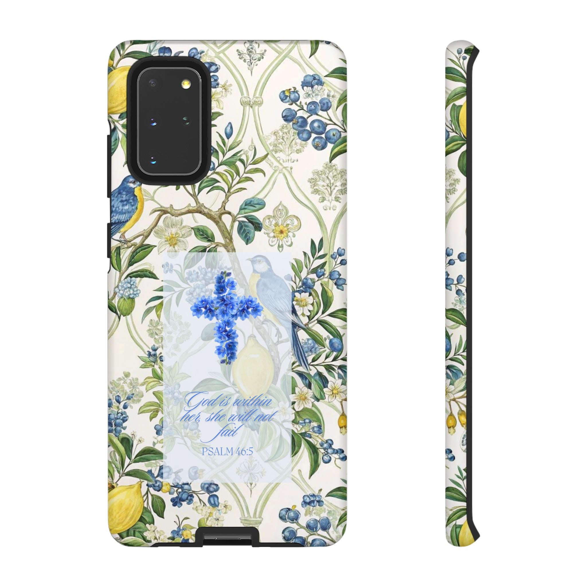 Floral Cross Tough Phone Case — Psalms Blessing Protective Cover