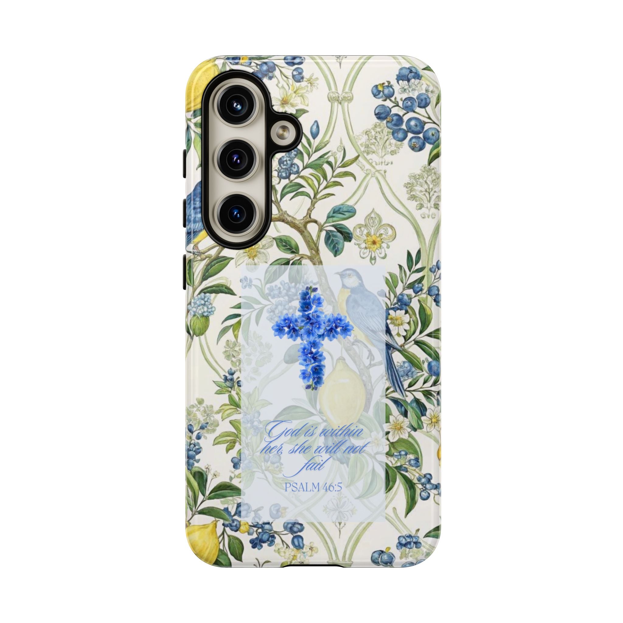 Floral Cross Tough Phone Case — Psalms Blessing Protective Cover