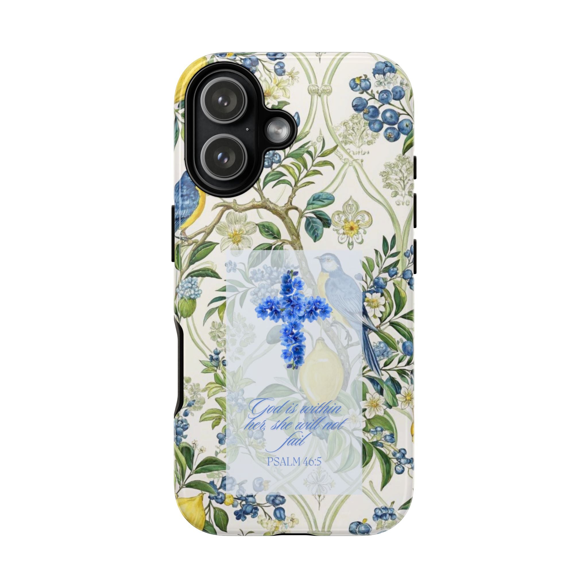Floral Cross Tough Phone Case — Psalms Blessing Protective Cover
