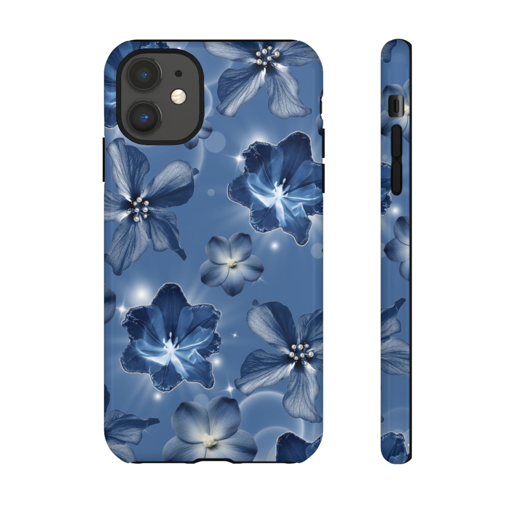 Blue Floral Tough Phone Case — Protective Blossom Design