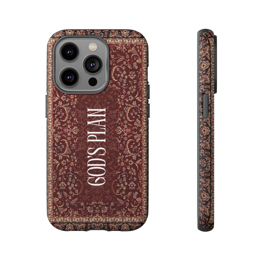 God's Plan — Vintage Tapestry Christian Tough Phone Case | Boho Faith Cover
