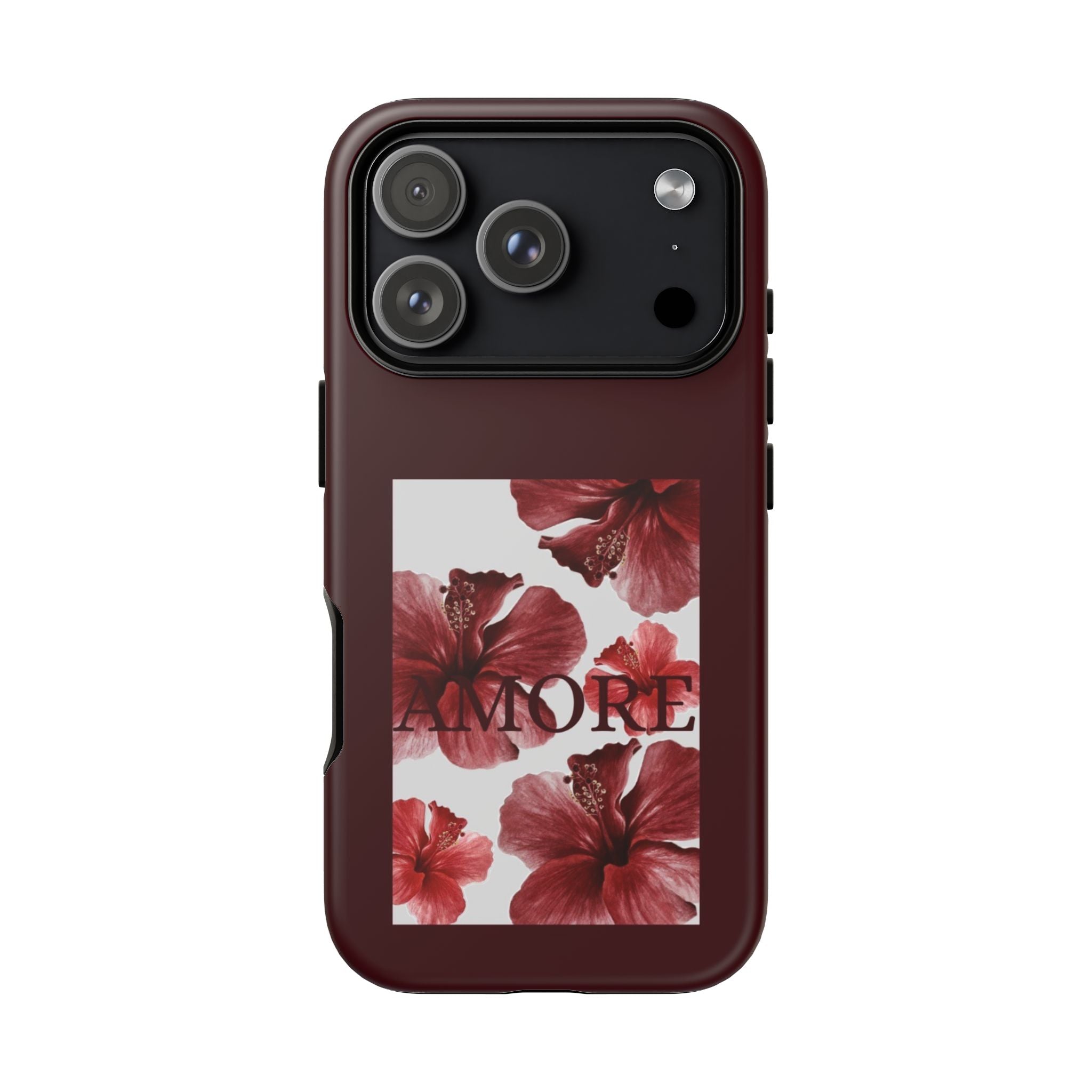 Amore Floral Phone Case — Burgundy Tough Protective Cover