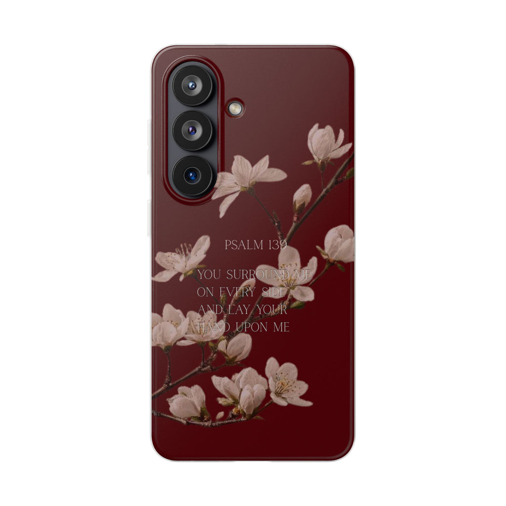 Floral Psalm Phone Case — Psalm 139 Scripture Cherry Blossom iPhone Cover