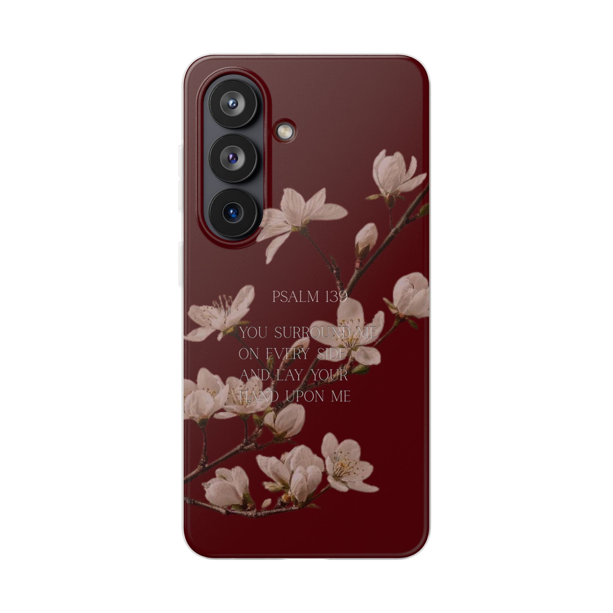 Floral Psalm Phone Case — Psalm 139 Scripture Cherry Blossom iPhone Cover