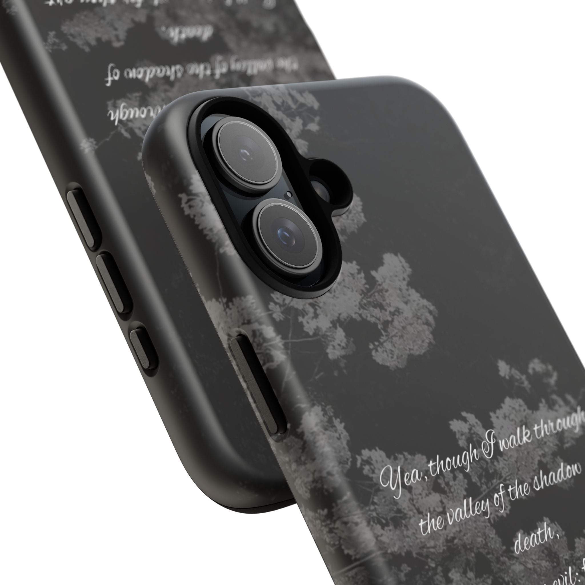 Bible Verse Phone Case — Psalm 23:4 Comfort Black Protective Cover