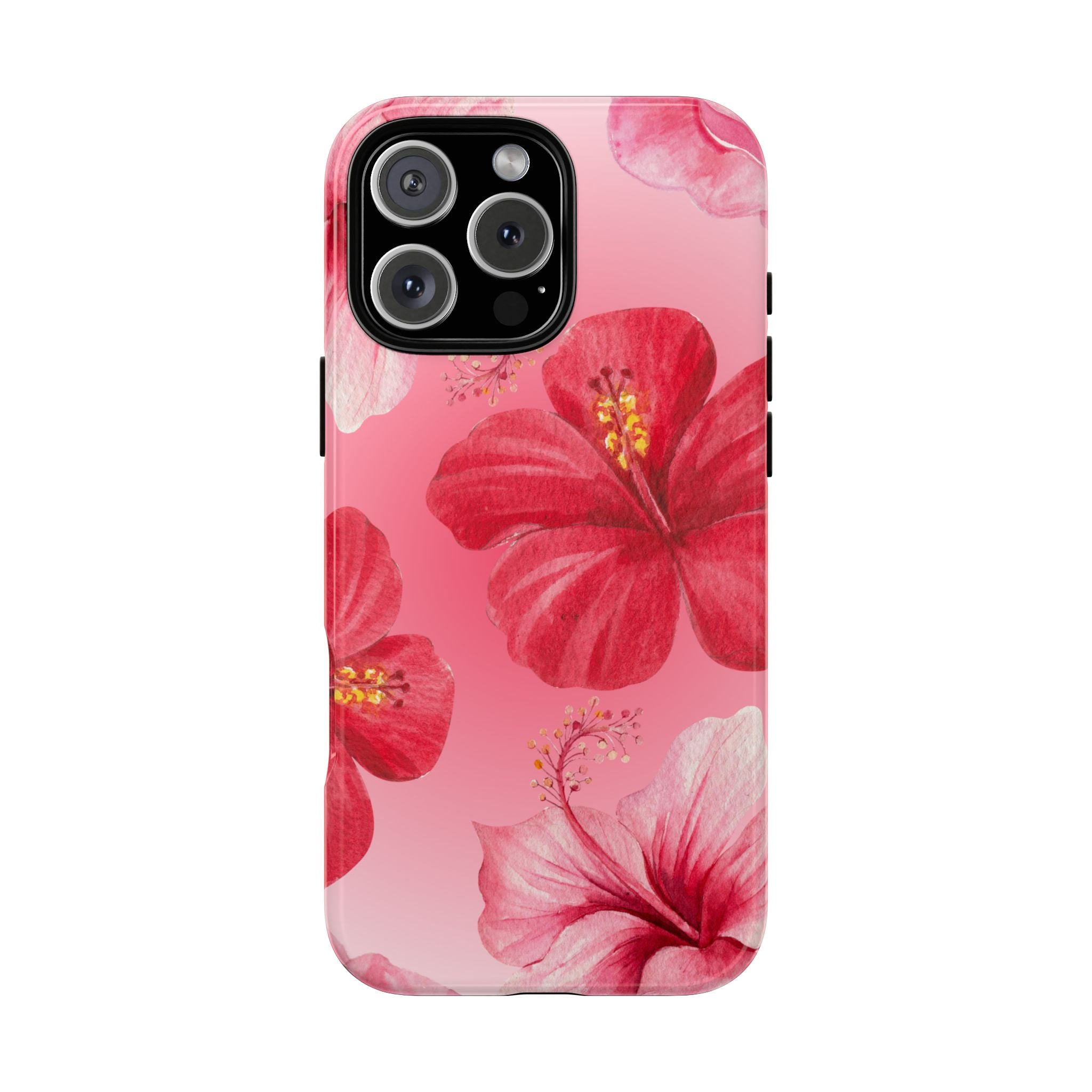 Hibiscus Pink Tough Phone Case — Floral Tropical Protective Cover
