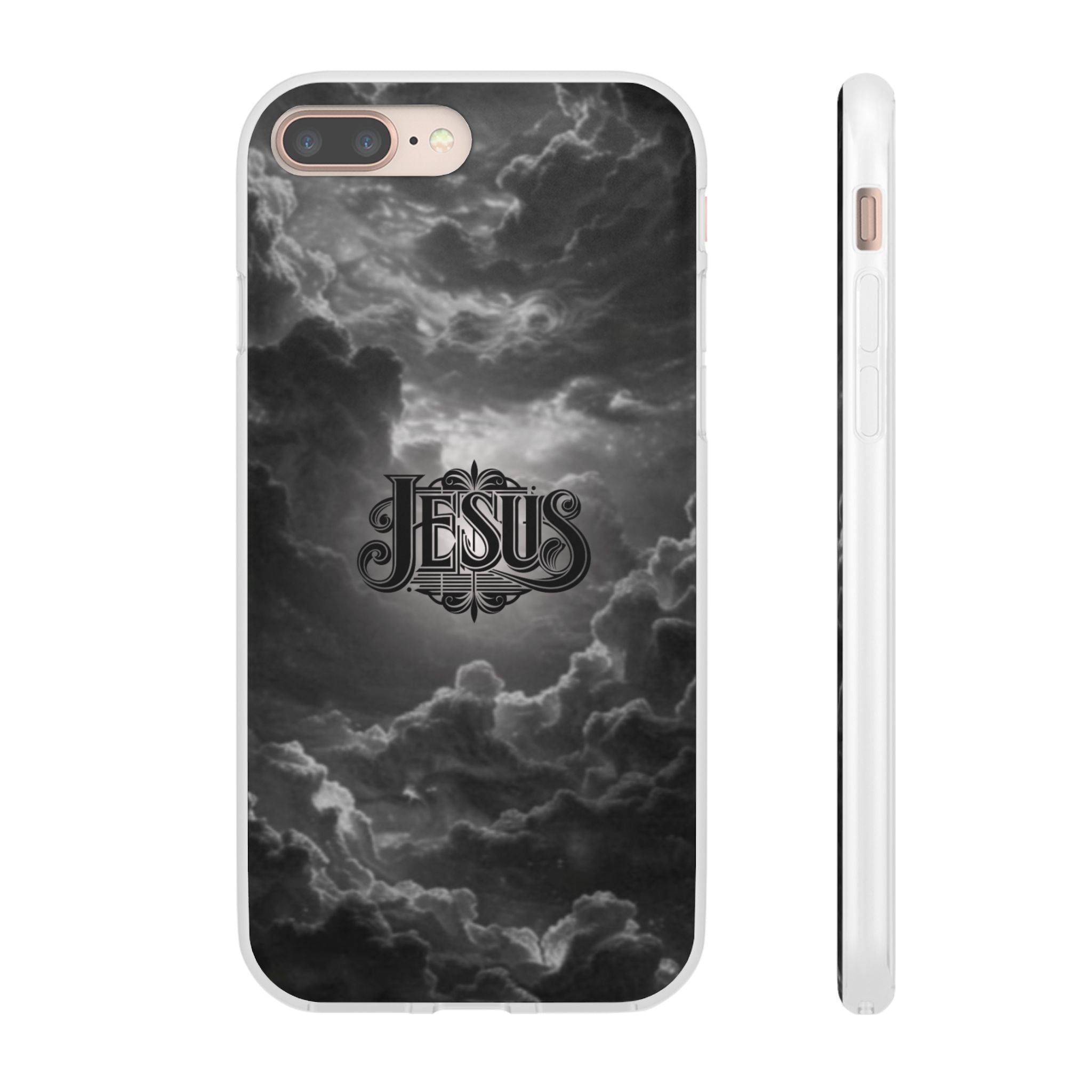 Jesus Cloud Phone Case — Faith-Inspired Flexi Case with 'Jesus' Script