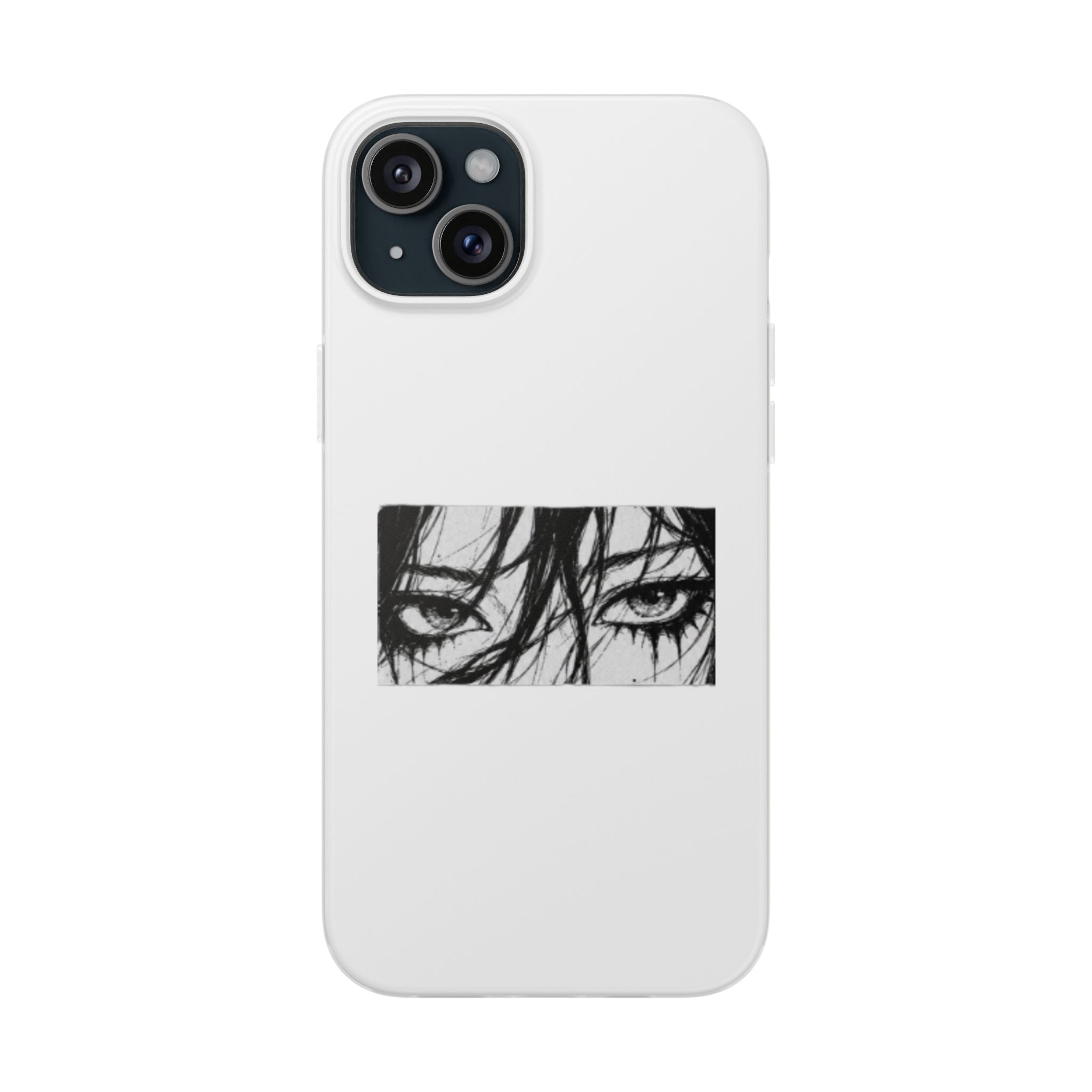 Anime Eyes Illustration Phone Case - Moody Black & White Flexi Case