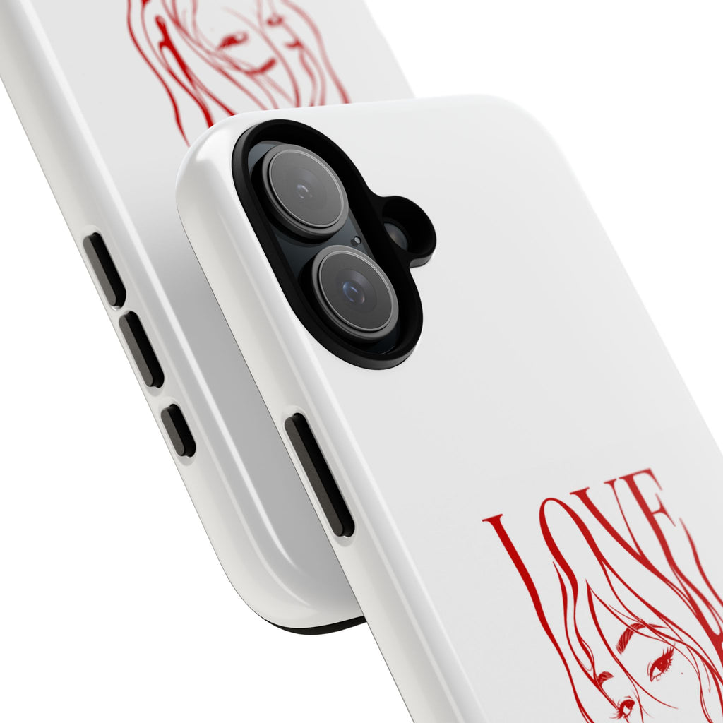 Red Line Art 'Love' Face Design - Tough Case