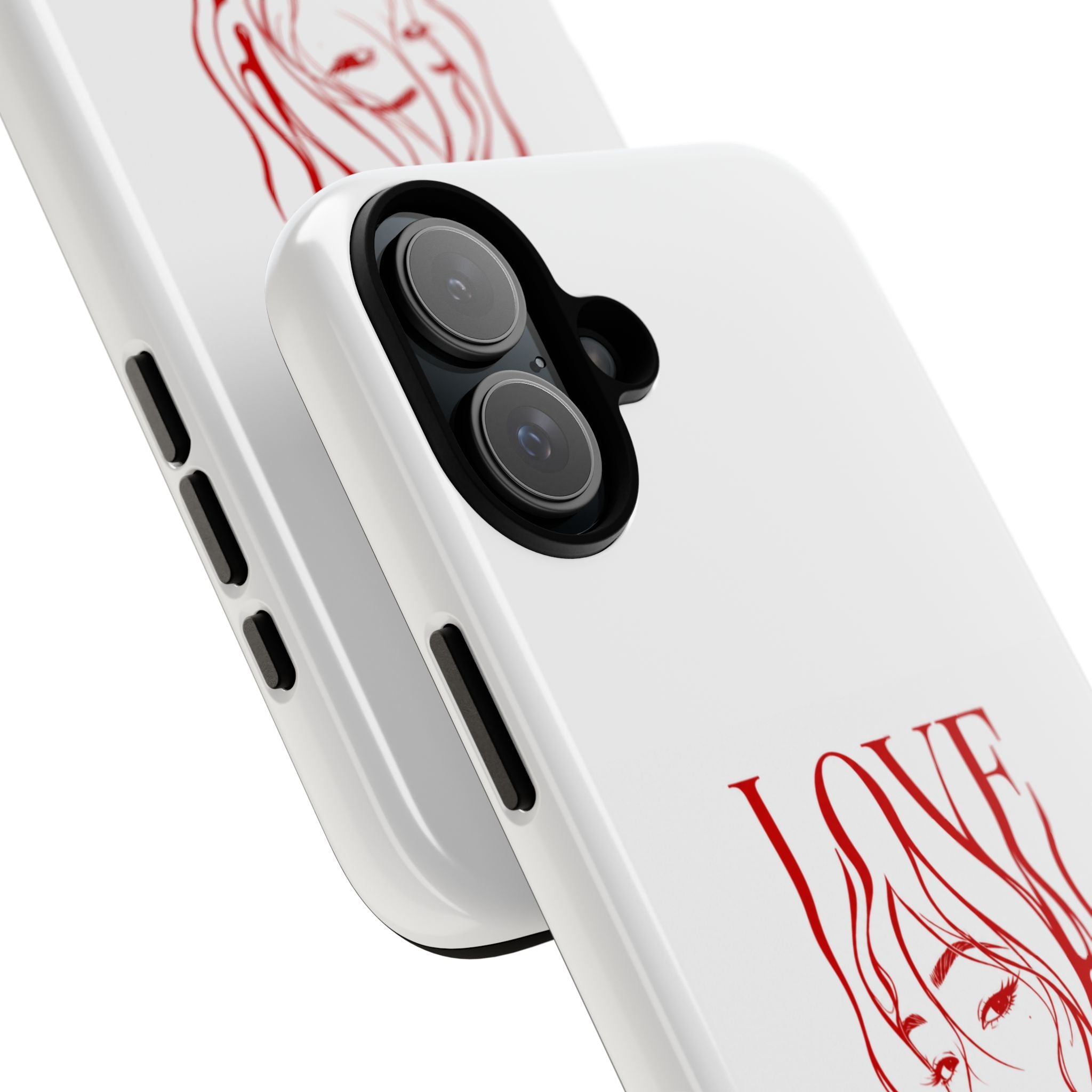 Red Line Art 'Love' Face Design - Tough Case