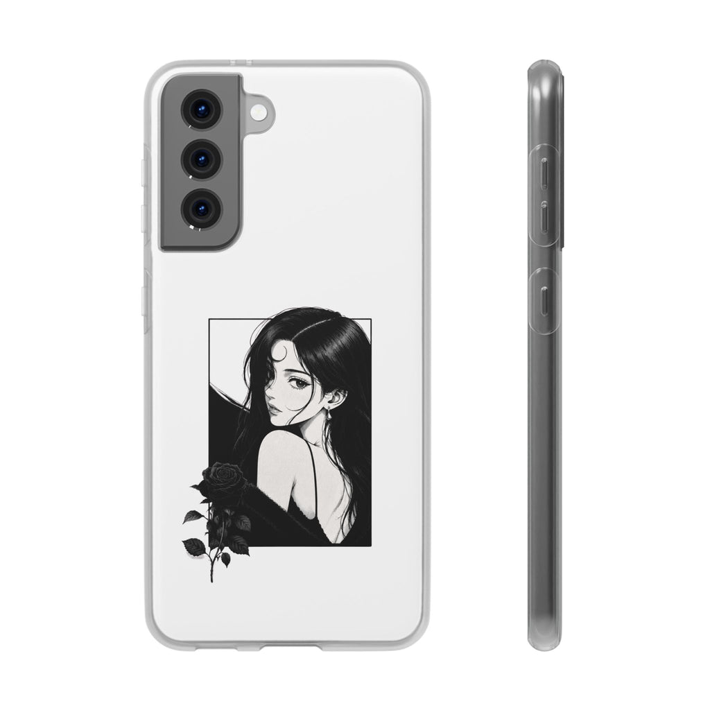Anime Girl Noir Black Rose Illustration Flexi Case