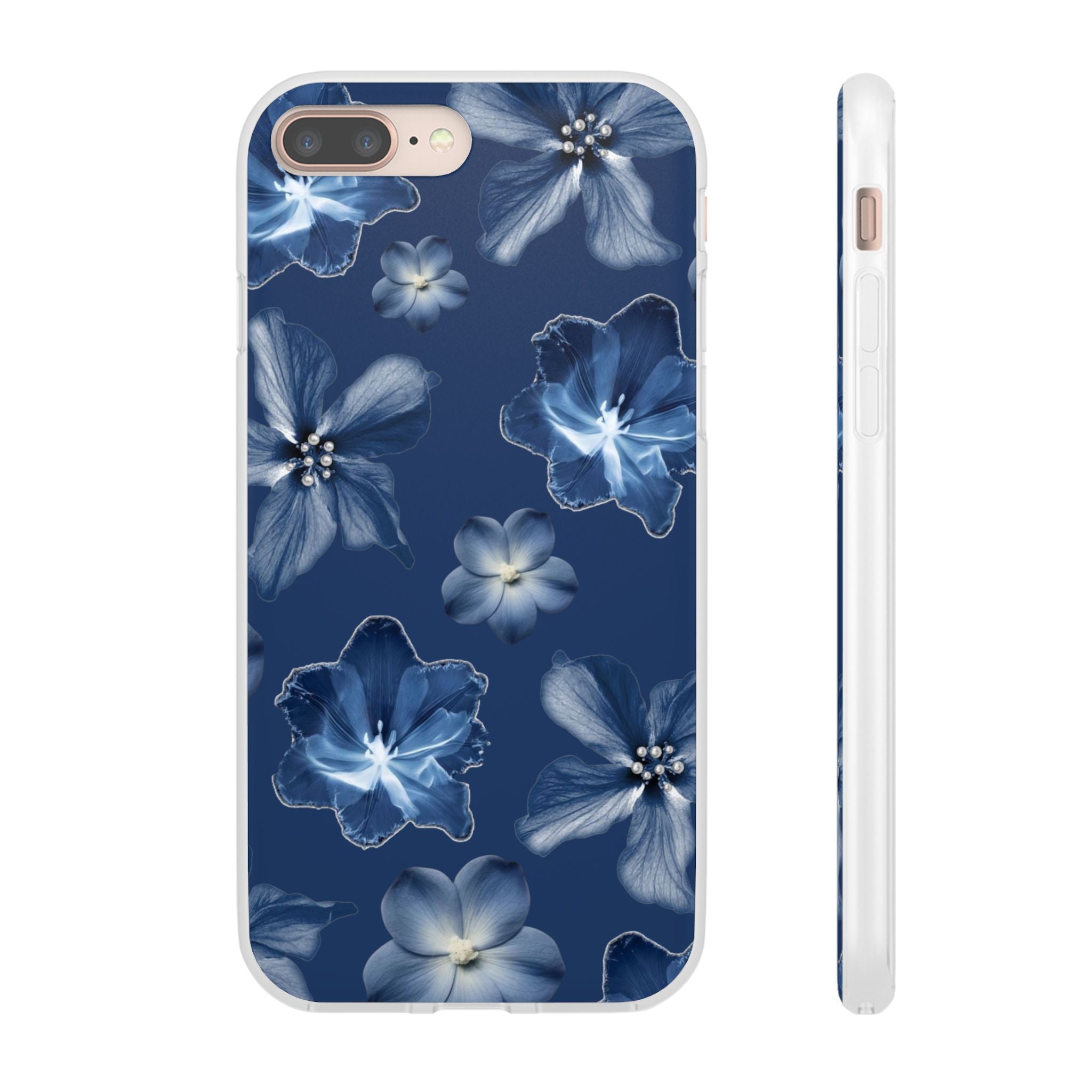 Floral Blue Phone Case — Navy Watercolor Blossom Flexi Case